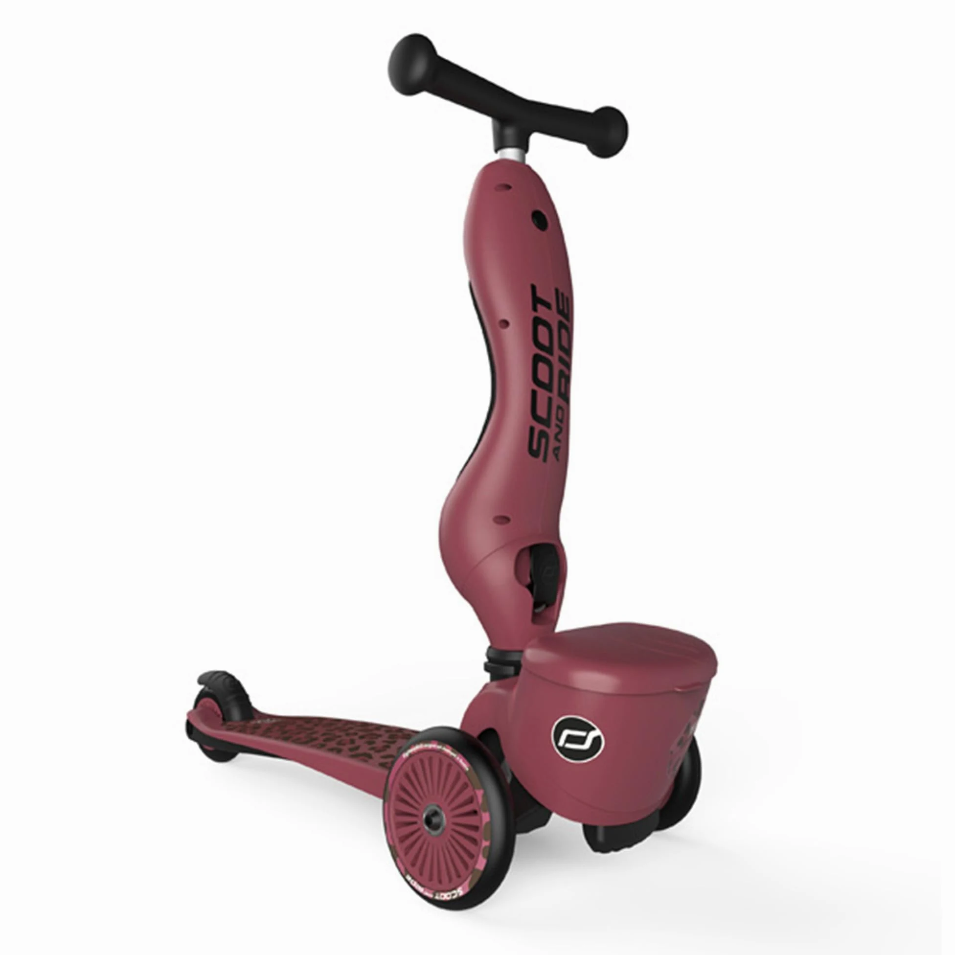 Scoot & Ride Highwaykick 1 Lifestyle Wildcat, ruota e scooter 2 in 1 per bambini (1-5 anni), con spazio di archiviazione, regolabile in altezza, cuscinetto di sicurezza, fino a 50 kg, motivo: Wildcat