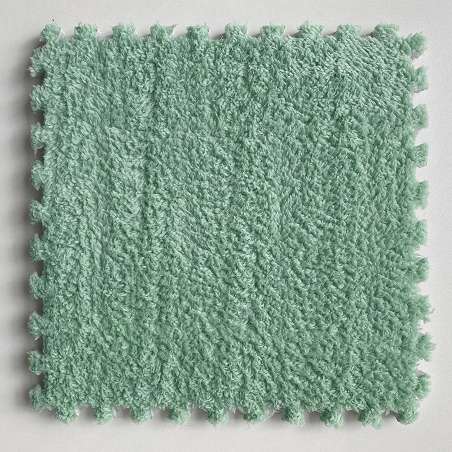 Piastrelle per Moquette ad Incastro Splice, Tappetino in Schiuma di Peluche, 64 tappetini Puzzle di Peluche, Blocchi di Tappetino Puzzle di Peluche Soffici tappeti in SCH,Mint Green