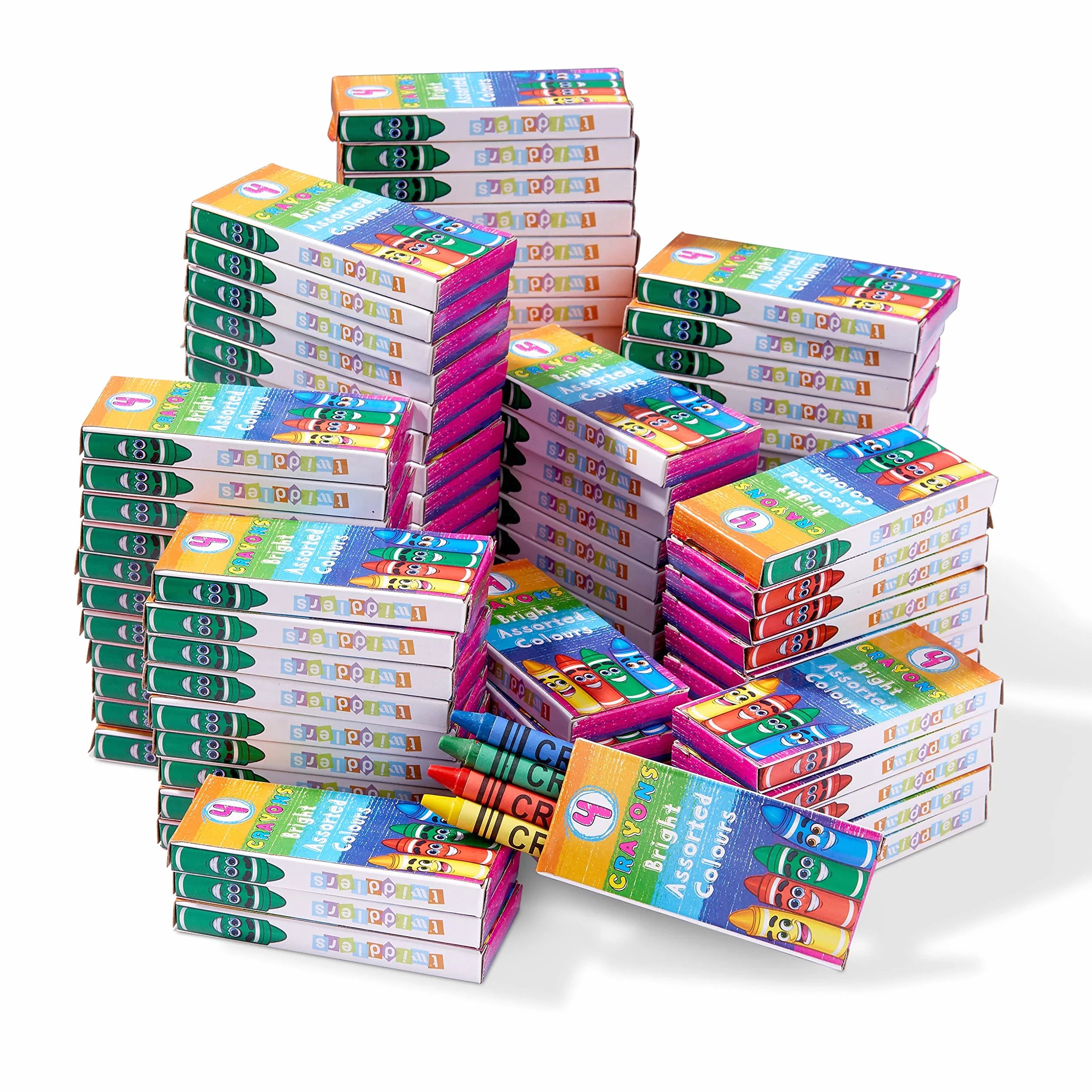 THE TWIDDLERS Mini Pastelli a Cera, 144 Pacchetti da 4 Colori, 576 Pezzi | Regalini Fine Festa Compleanno, Gadget Bambini, Pignatta, Kit Ristorante, Scuola, Asilo Nido