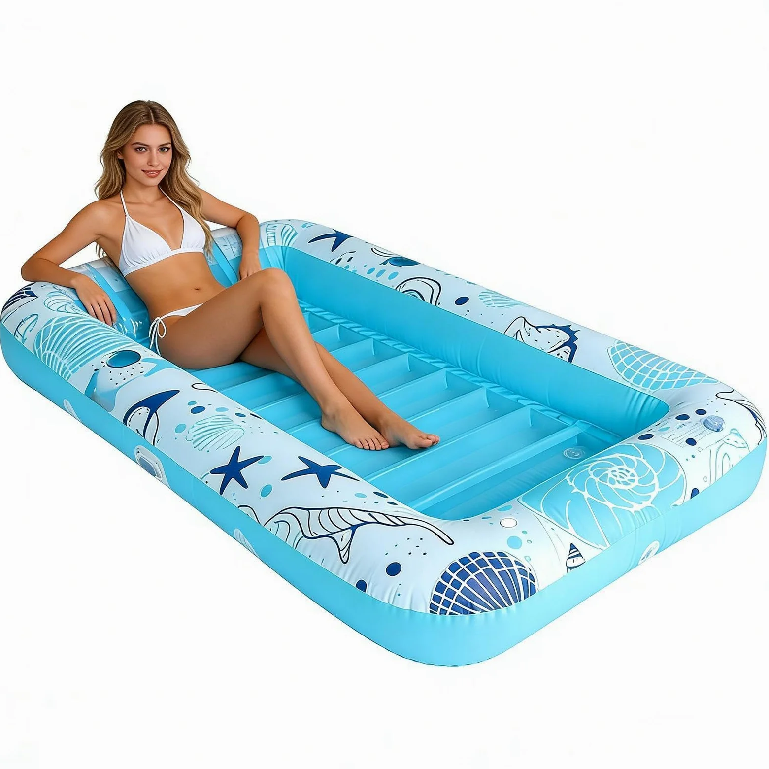 Lettino Gonfiabile Da Piscina Lettino Abbronzante Con Portabicchiere | Prendisole Lounge per Adulti Coppie Famiglie Spiaggia Lago Resort e Abbronzatura Estiva