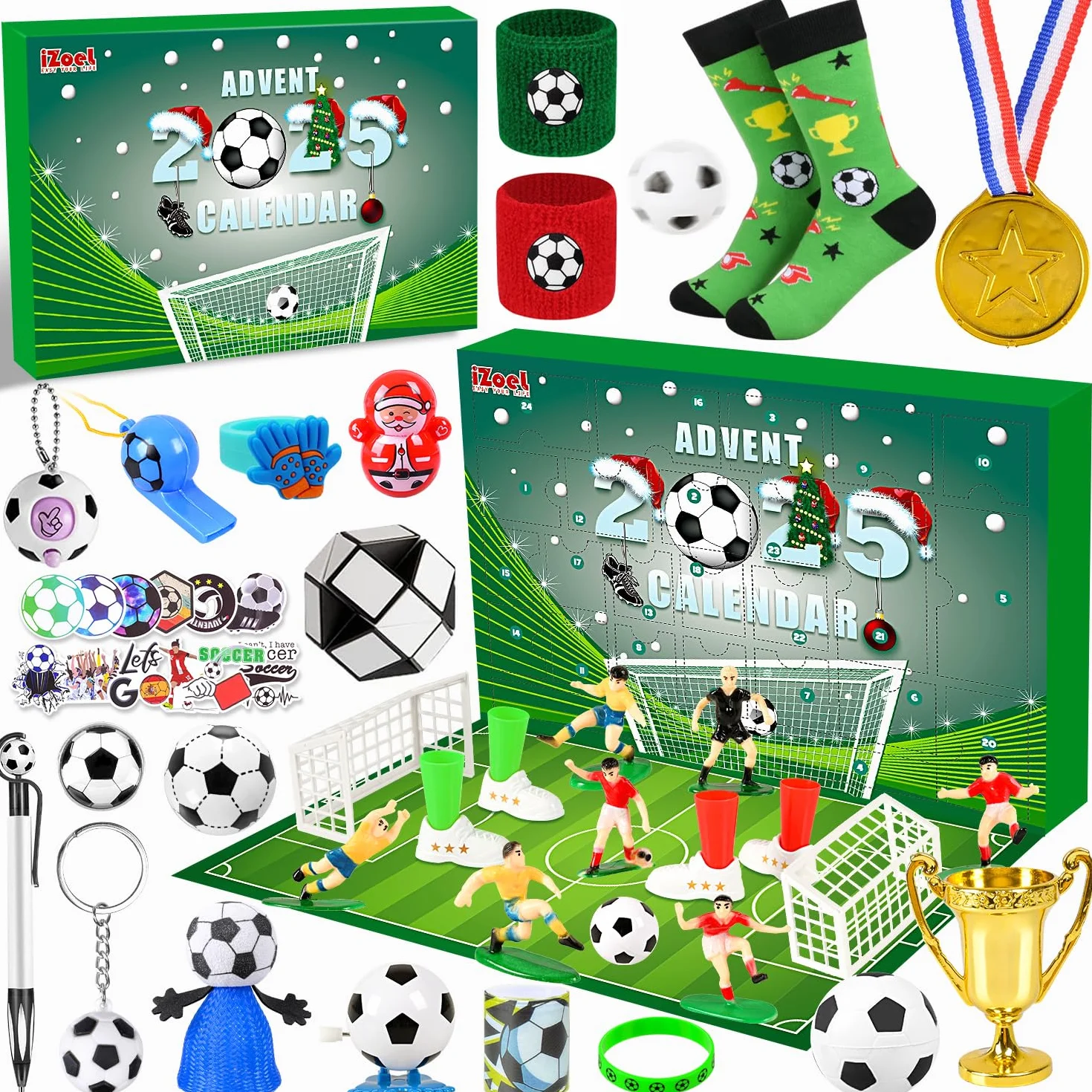 iZoeL Calendario Avvento Calcio Calendario Avvento 2025 Giocattolo per Bambini Idee Regalo Natale 2025 per 3 4 5 6 7 8 Anni Bambini Ado, Regali di Natale per Figlio Figlia Nipote Fratelli Sorelle