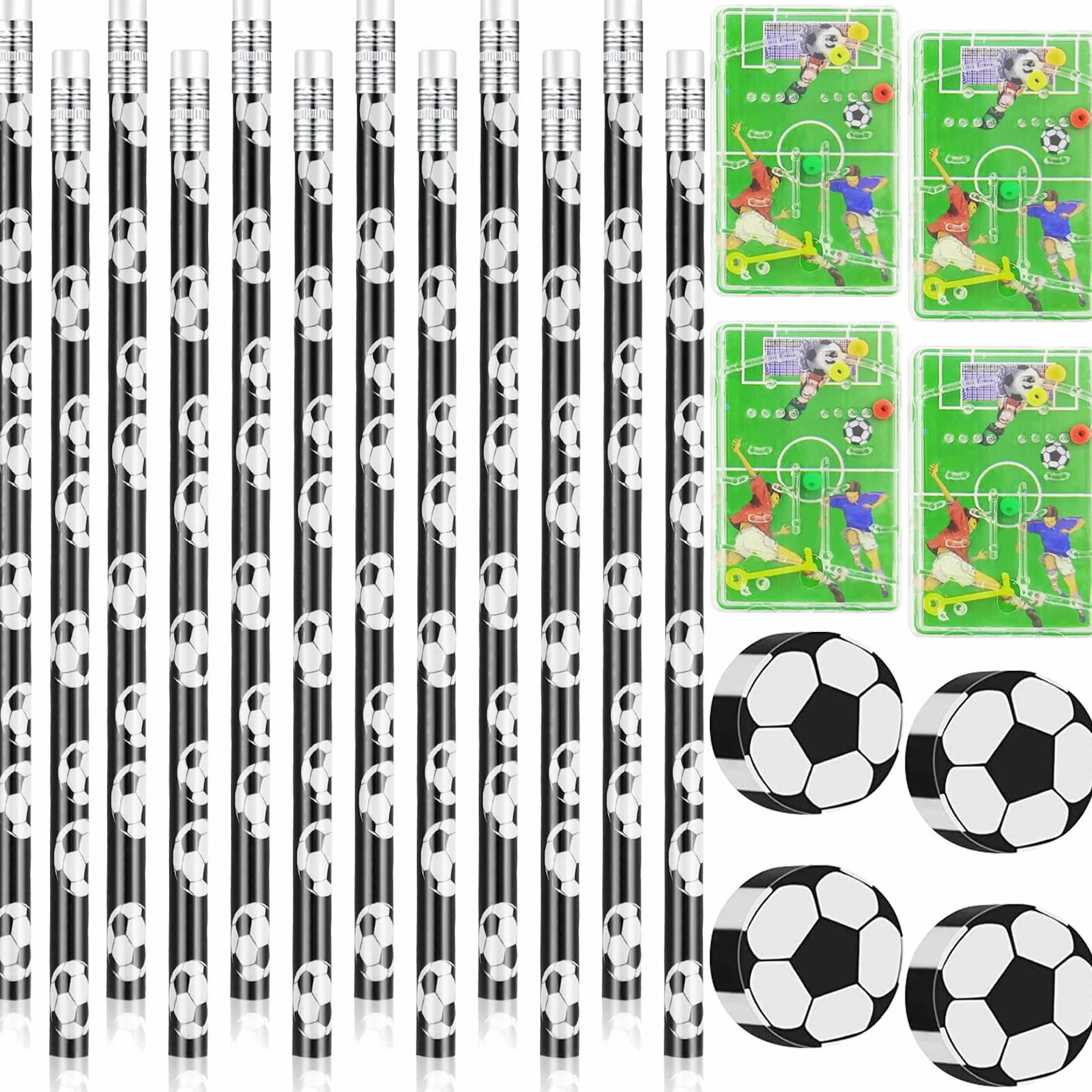 12 Pezzi Gomme da Cancellare da Calcio,12 Pezzi Matite con Gomma da Calcio,12 Pezzi Gioco di Flipper Calcio,Set di Cancelleria a Tema Calcio,Sportivo per Matite,Mini Carino Gomma Cancellare Calcio