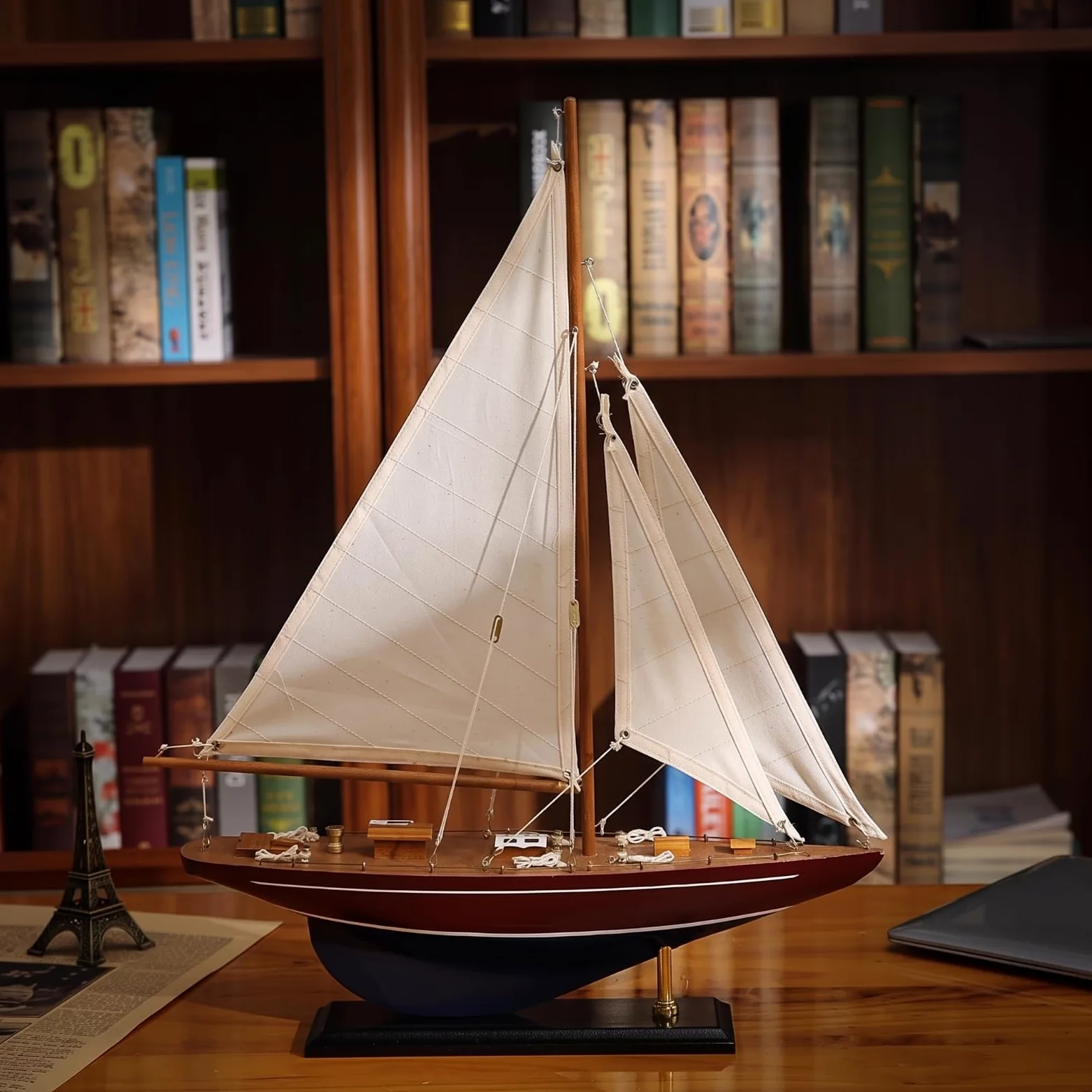 Modello di Barca a Vela Nautico Barca a Vela da Appoggio Soprammobile per Scrivania