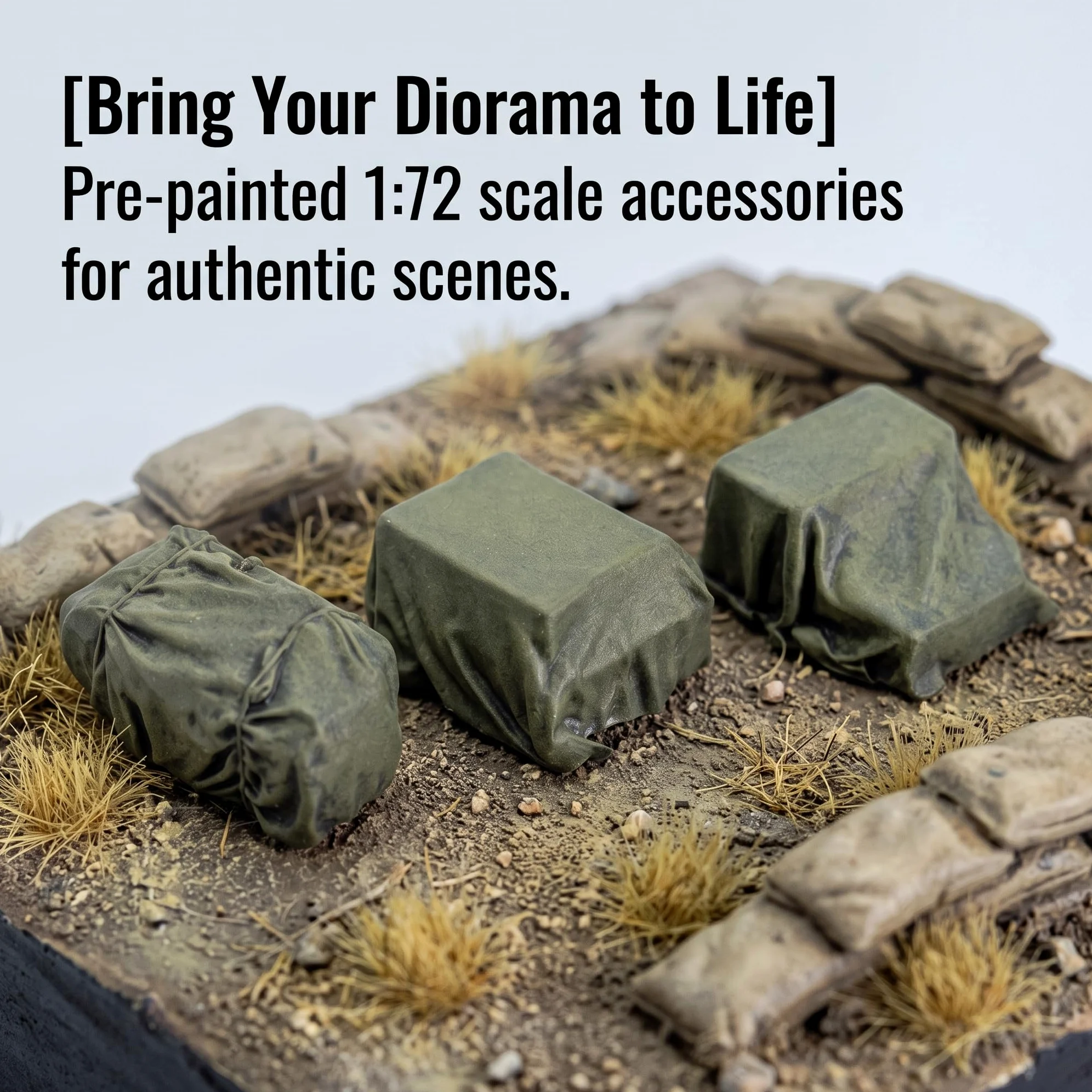 Accessori diorama 1:72 per modellismo militare, modelli statici pre-dipinti, Pacchetto di 16 pezzi, smontati, levigati e pre-colorati
