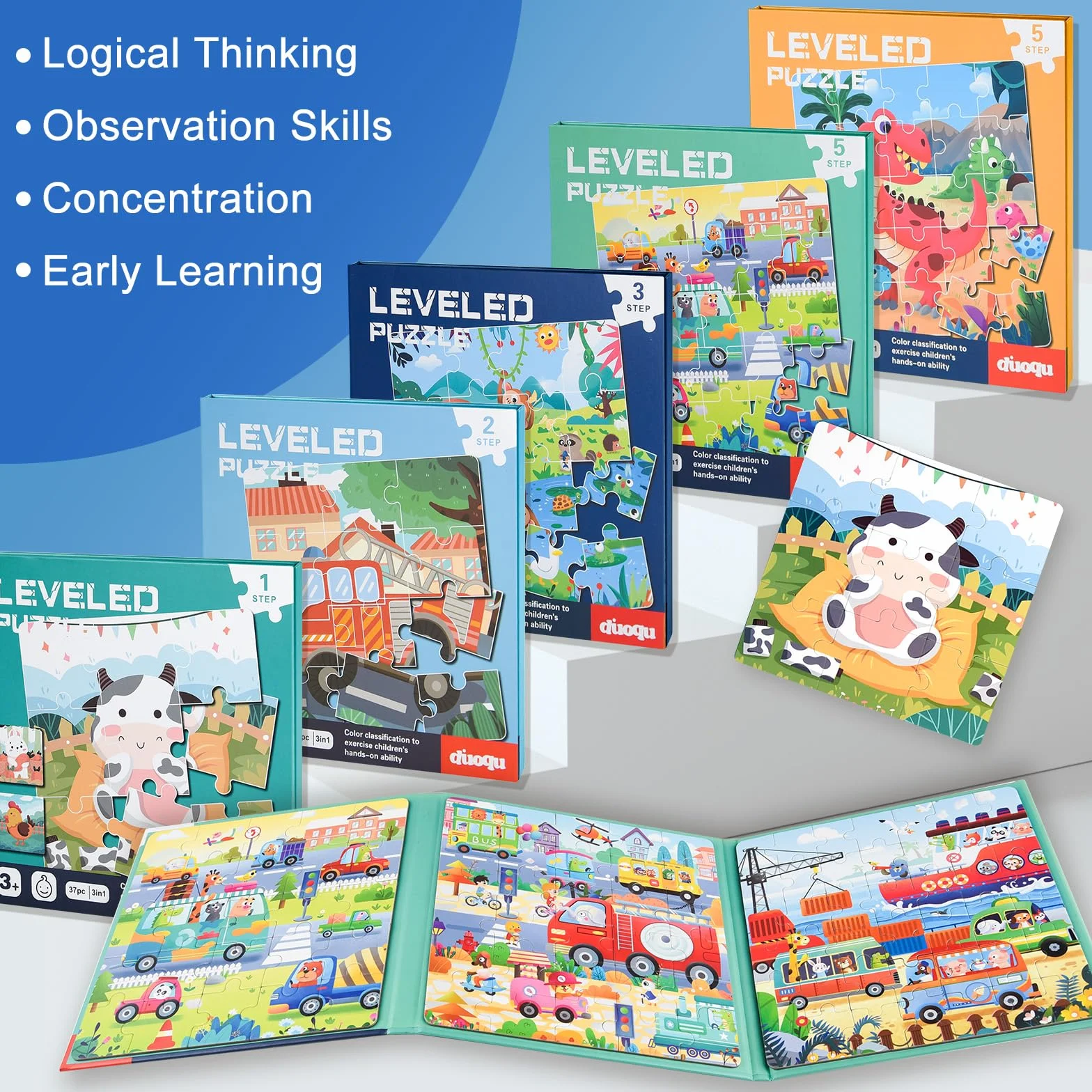 ASTARON Puzzle magnetici per bambini 3-5 anni Giocattolo fattoria auto animali magnete didattico regalo viaggio
