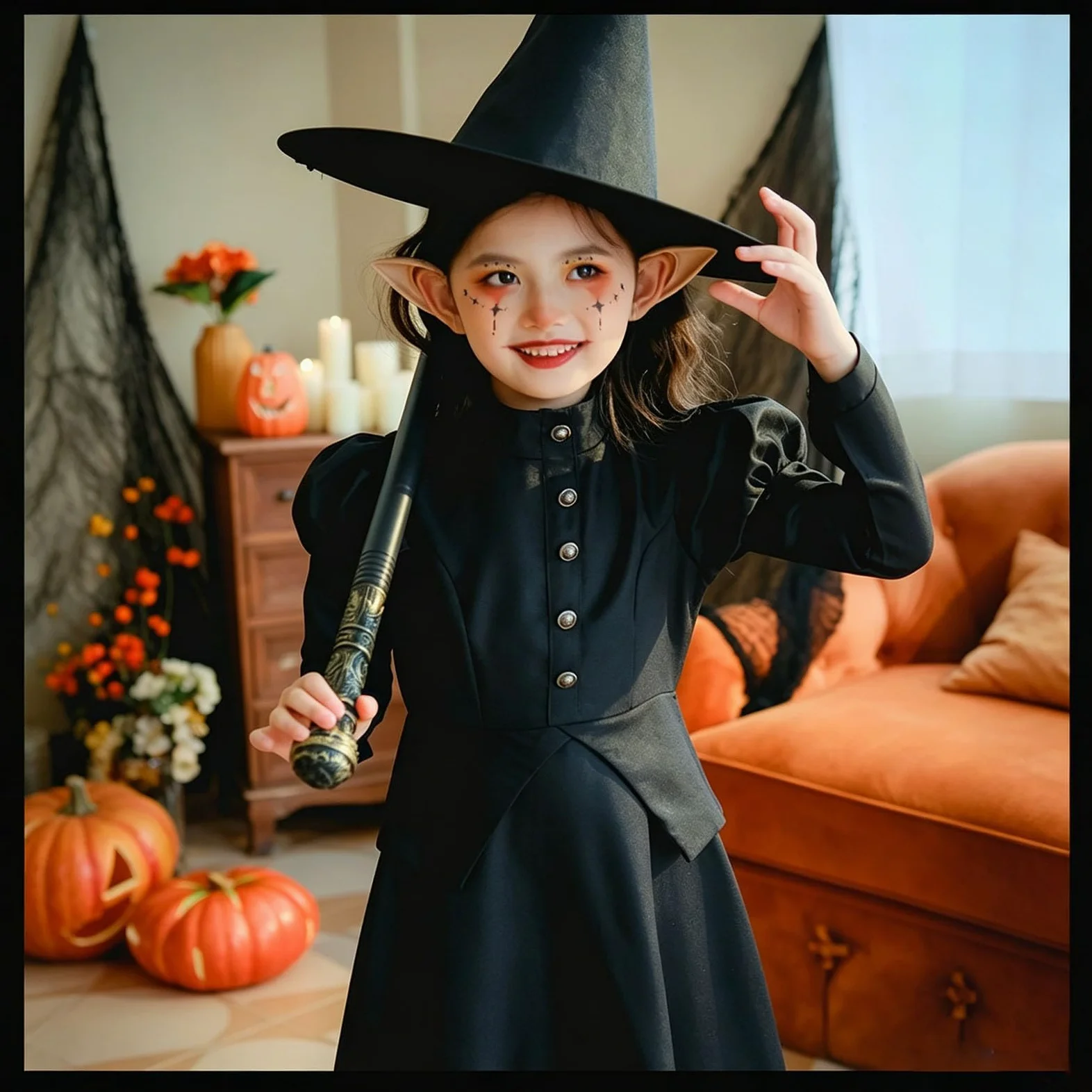 Generico Costume Da Strega Di Halloween,Incantevole Mantello Da Bambina Per Halloween Perfetto Per Giocare E Per Spettacoli Teatrali Abito Da Festa Per Bambini Ideale Per Travestimenti E Feste