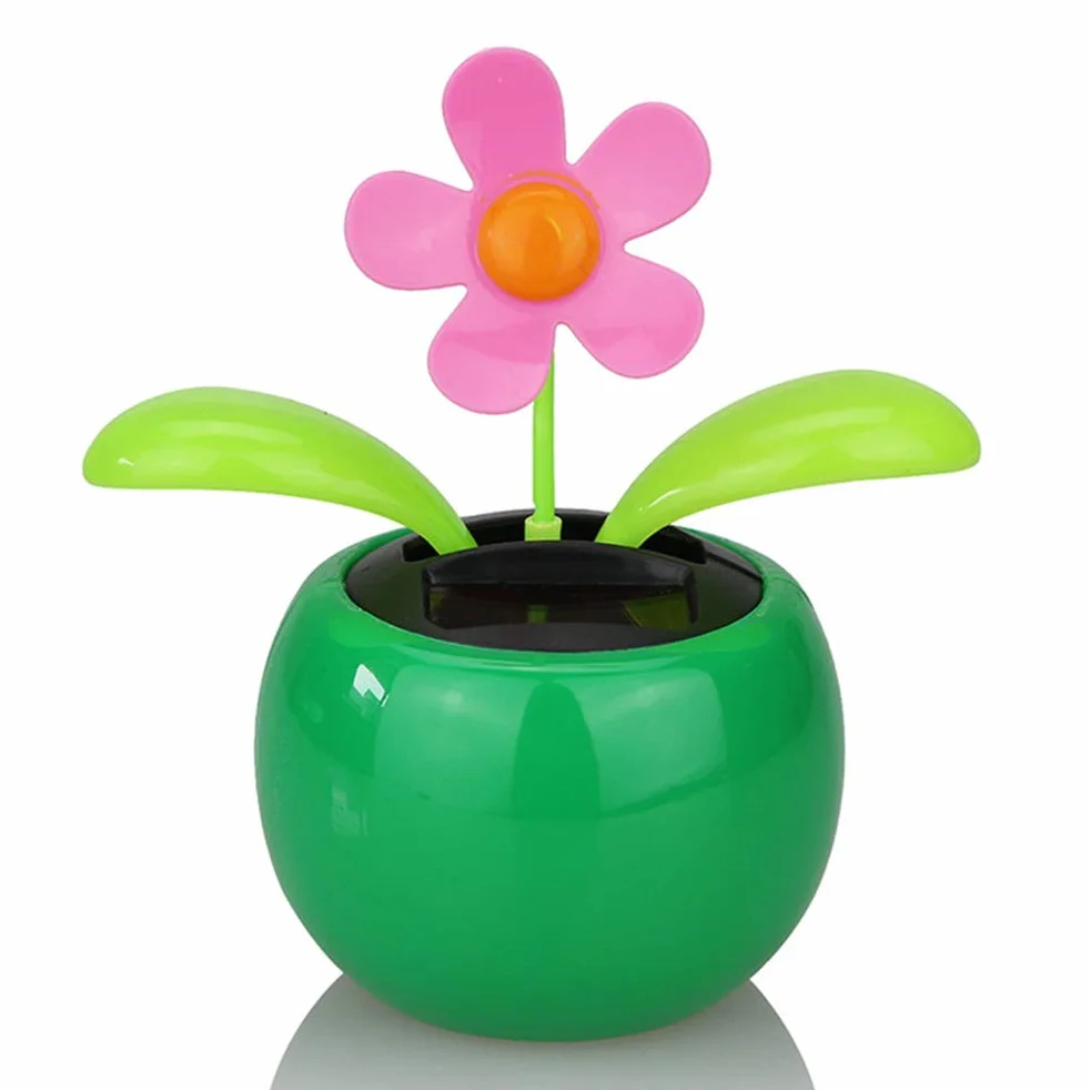 Fiori danzanti a energia solare 4 pezzi, decorazione da scrivania in plastica