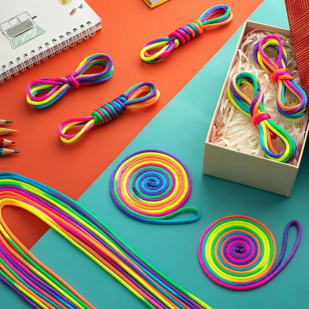 Rainbow Rope 12 Pezzi Giochi di Corda Mano Bambini Finger Twist Gioco a Filo Gioco del Dito Lunghezza 165cm