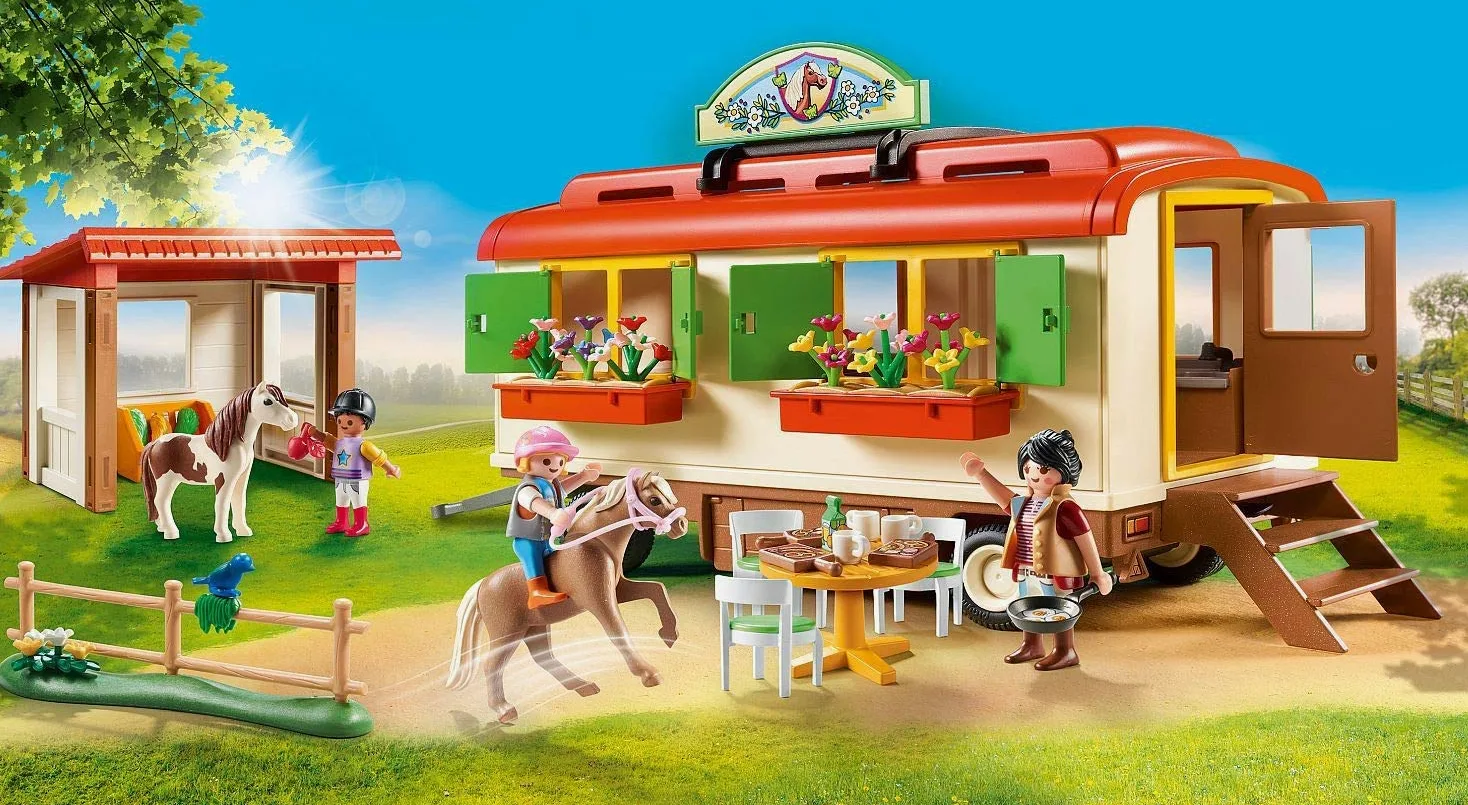 PLAYMOBIL Country 70510 Ranch dei Pony con Roulotte, dai 4 Anni