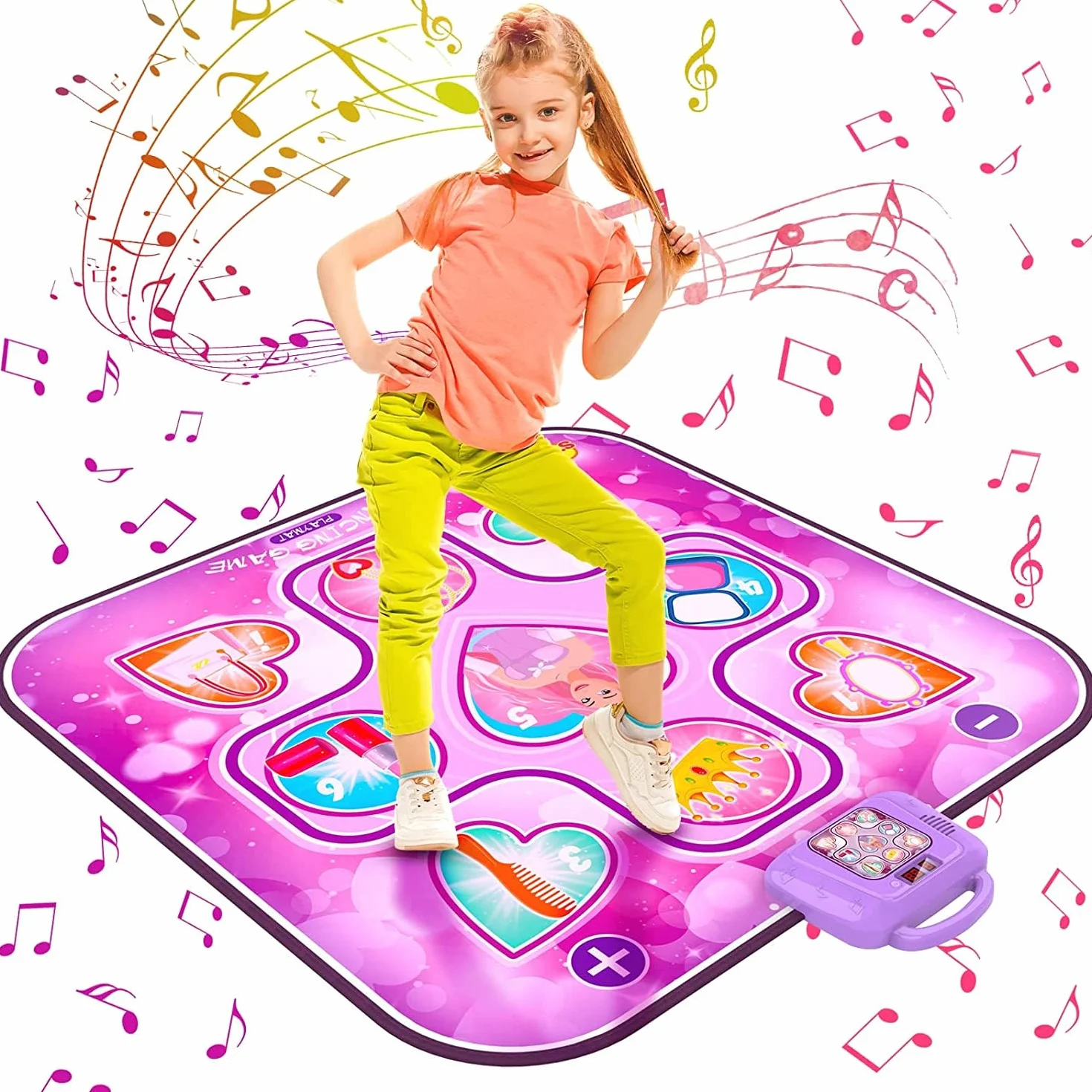 Tappetino da Ballo Musicale con Luci LED per Bambini 3-12 anni 6 Modalità Gioco