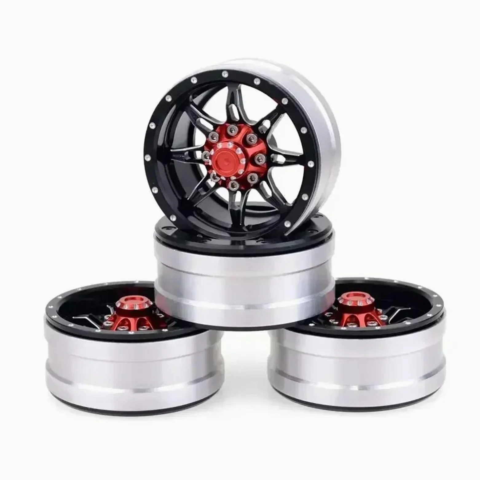 Per Axial Per Scx10 90046 Per Tamiya Cc01 D90 D110 Tf2 Per Traxxas Per Trx-4 S119 1/10 Rc Auto 4 Pezzi Cerchio In Metallo 1.9 Pollici Beadlock Ricambi Modellini RC
