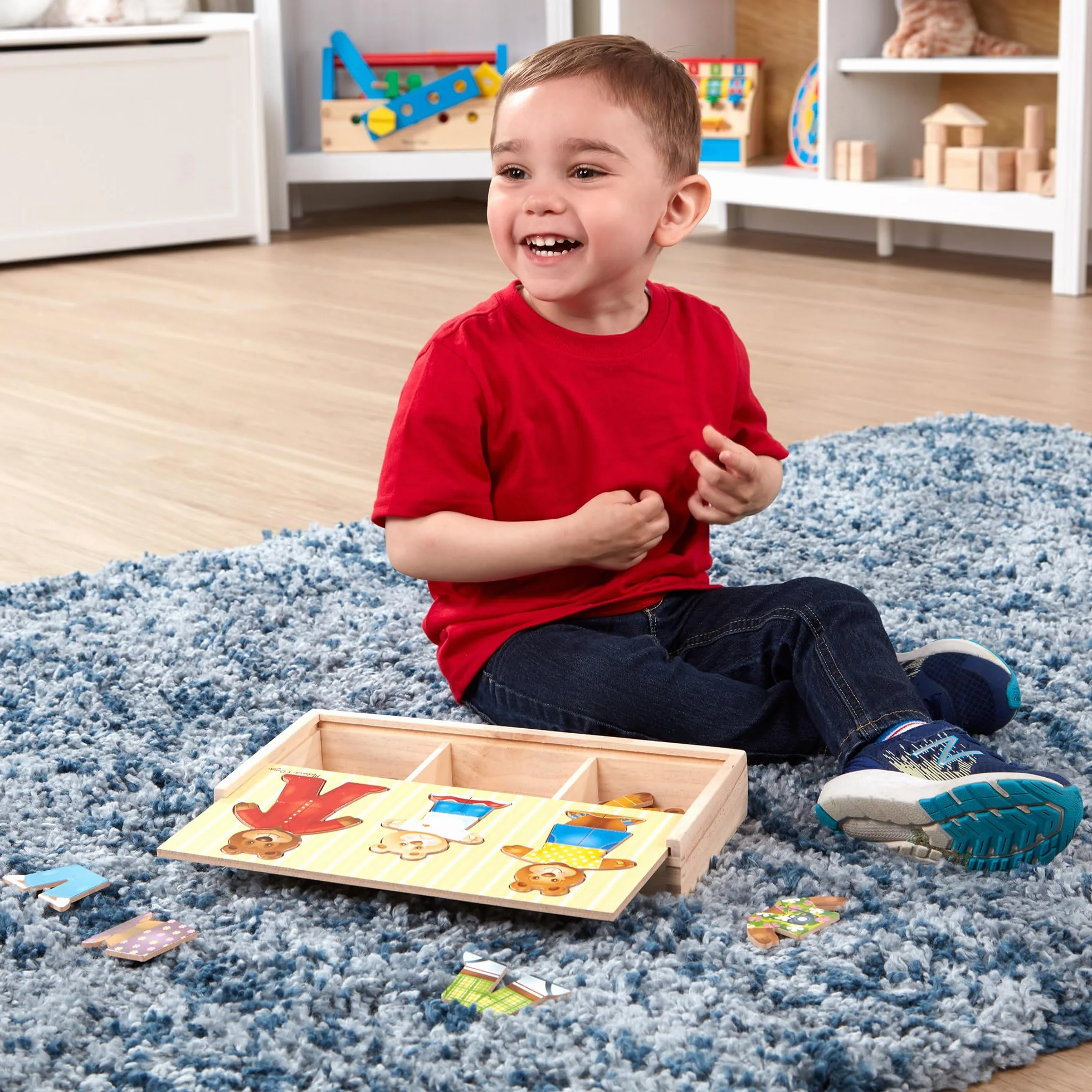 Melissa & Doug Puzzle in Legno per Bambini - Vesti la Famiglia Orsi, Giochi in Legno, Giochi Montessori Educativi, Gioco Creativo, Puzzle Grandi, Regalo per Bambini e Bambine, 3+ Anni