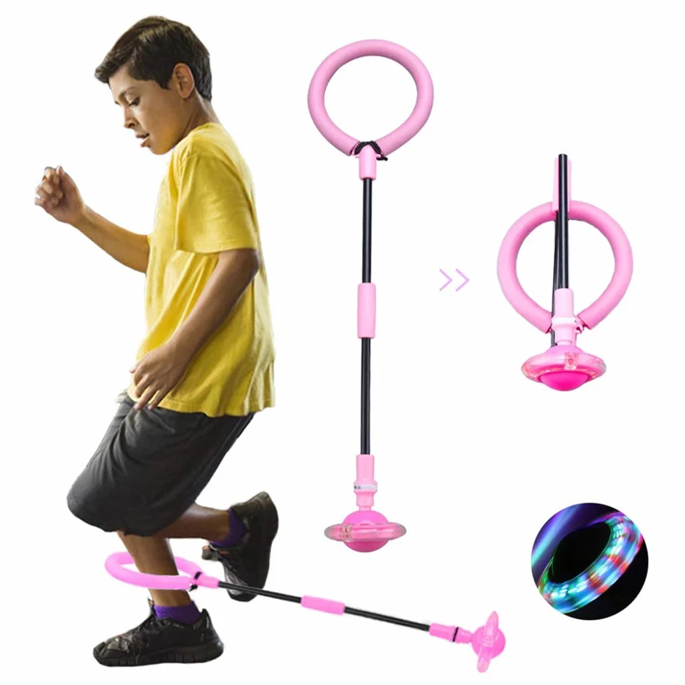 Caviglia di Salto Della, Palla per Caviglia, Anello di Salto della Caviglia,Palla per Saltare, Anello di Salto Lampeggiante,Palla da Salto Pieghevole per Bambini (Rosa)