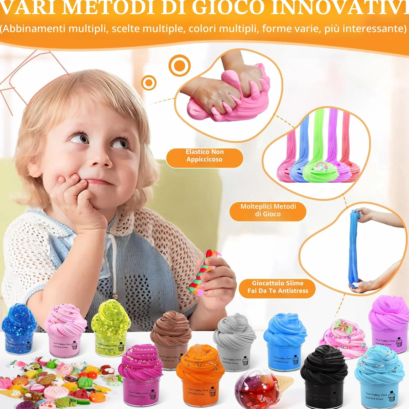 FAMKEEP Fluffy Butter Slime Set, 32 Colori, Putty Giocattoli, Crystal Slime per Bambini, DIY Slime Morbido ed Elasticizzato