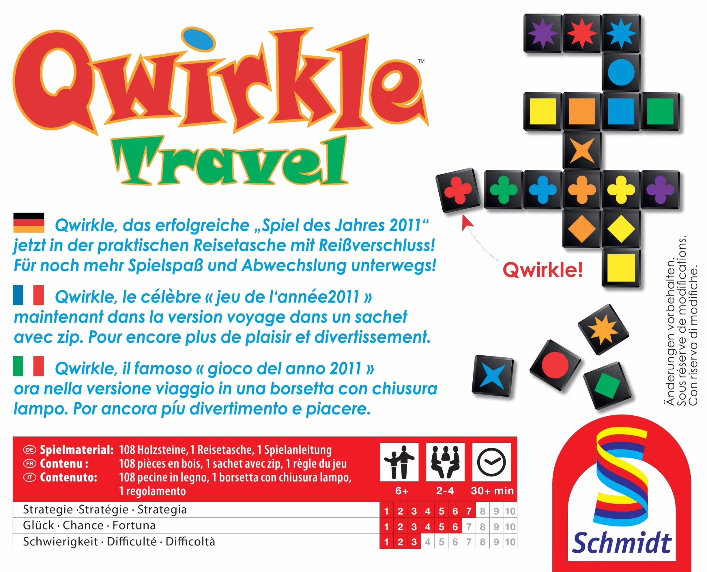 Schmidt Spiele 49270 - Qwirkle, versione da viaggio