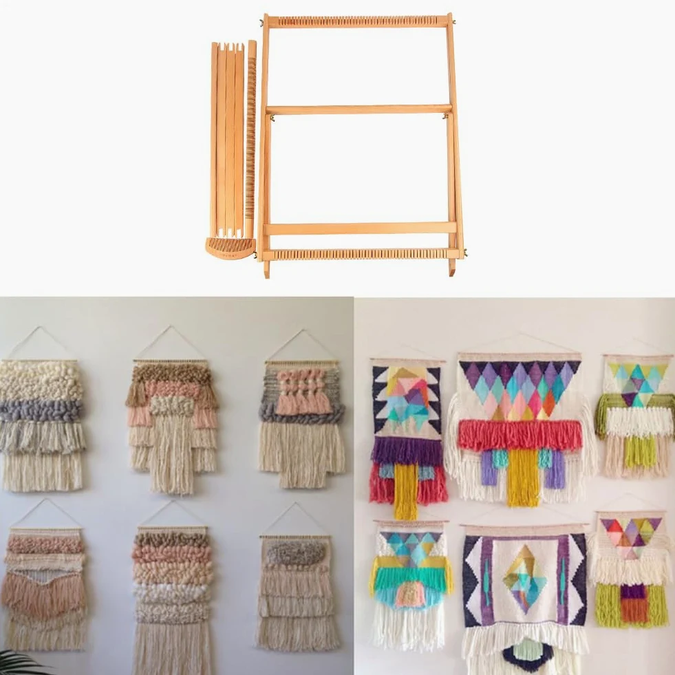 Generico Kit di Tessitura in Legno per Bambini - Multiuso, Strumento per | | Creativi di Lunga Durata Macchina per Maglieria Adatta Ai Principianti con Barra di Ordito Durevole Strumento PE
