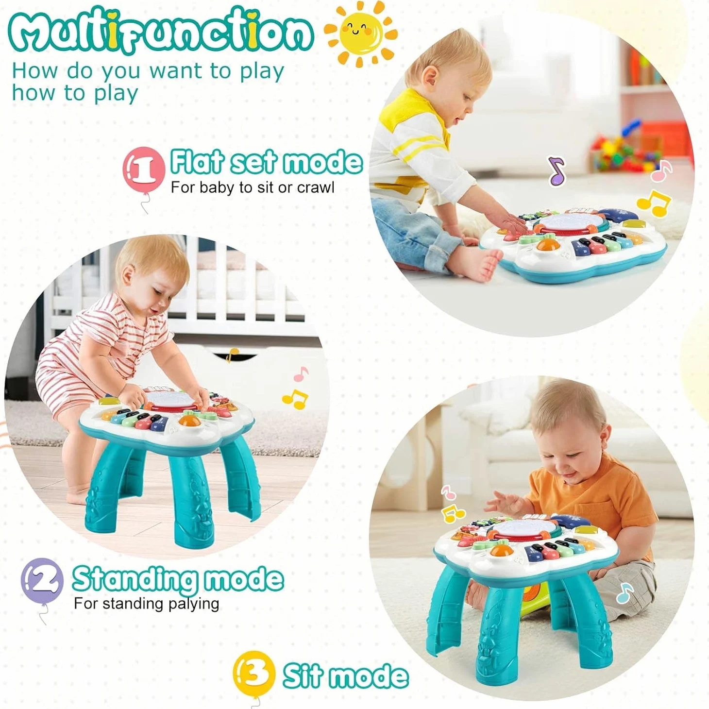Tavolo da attività per bambini giocattolo educativo 11 in 1 per bambini, giocattolo musicale sensoriale per bambini dai 6 ai 12 mesi e 1, 2 e 3 anni, compleanno