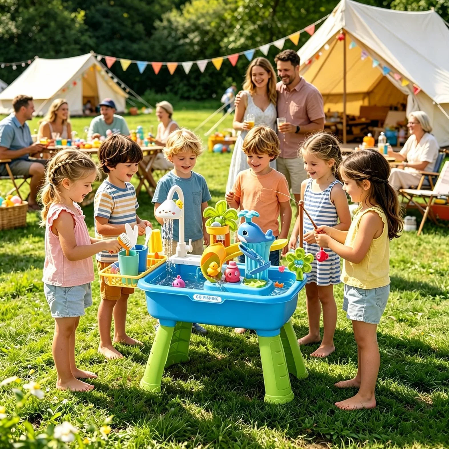 Tavolo Acquatico da Esterno di Pesca Estivo | Giocattolo da Esterno Estivo per Bambini e Bambine Giardino Cortile Spiaggia Campeggio Asilo Casa Sala Giochi Vacanza e