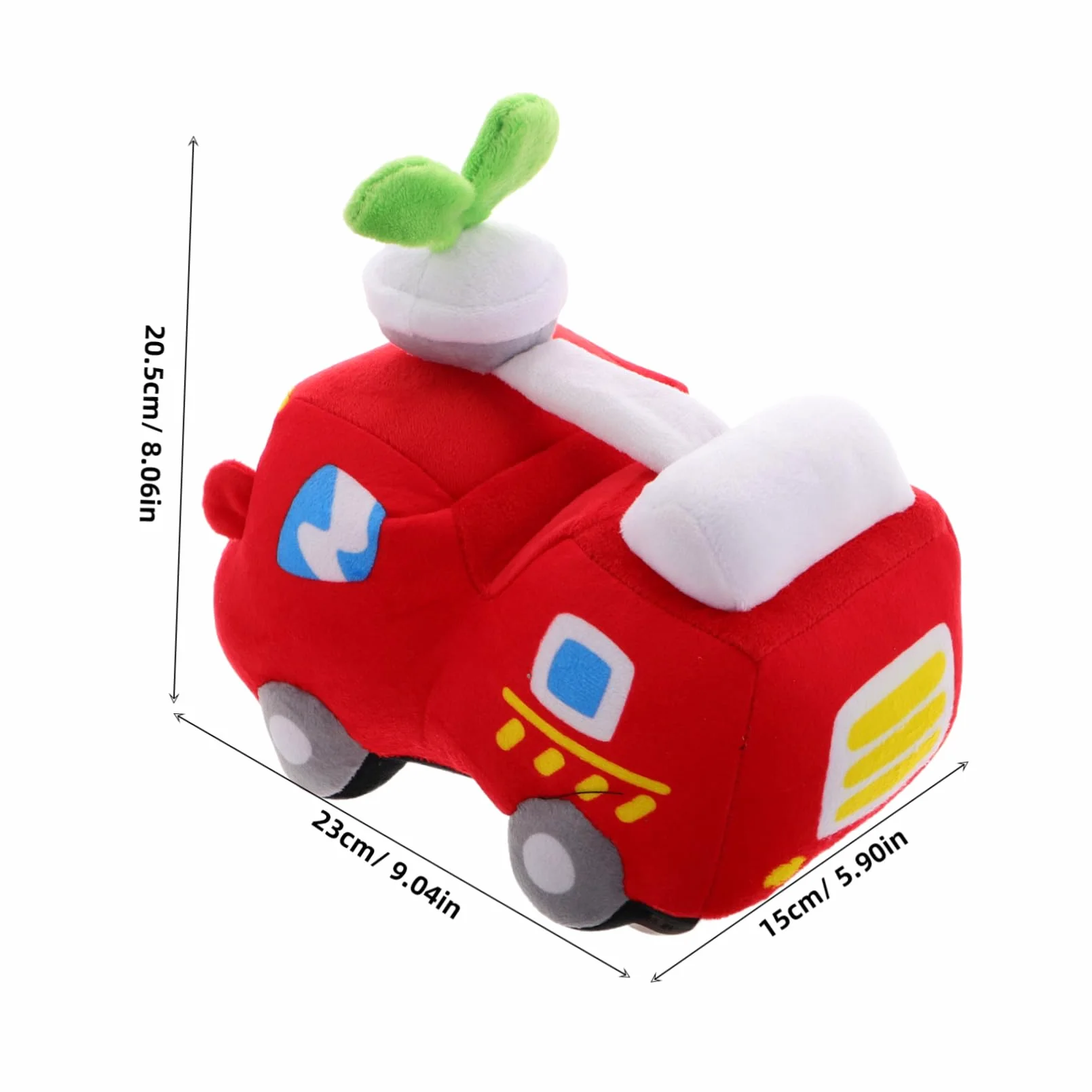 Peluche Camion dei Pompieri Rosso, Morbido, 20cm, per Bambini | Imbottitura in Cotone Pp, Stile Cartone Animato, per Camera da Letto, Regalo per Feste e Compleanni