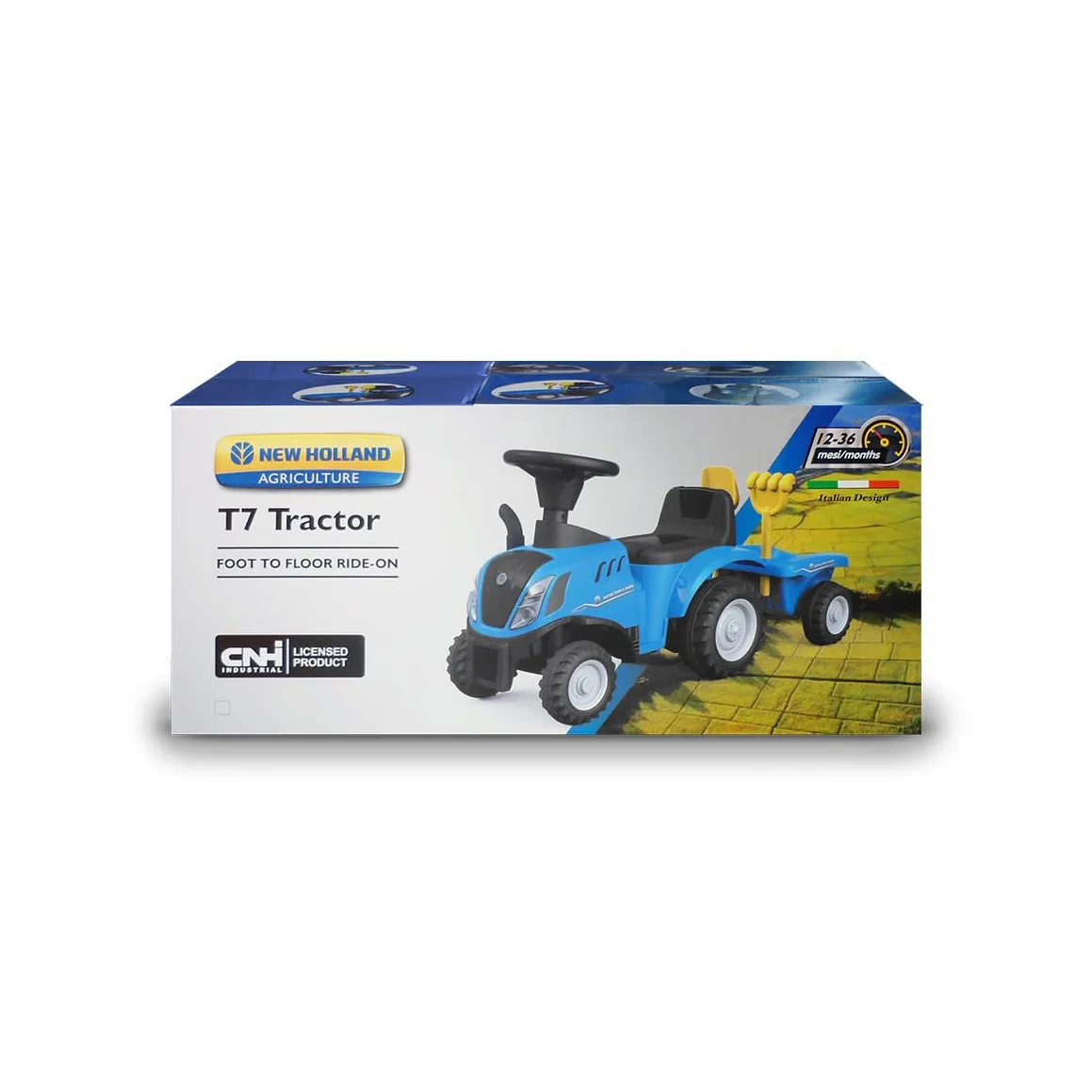 Trattore con Rimorchio Ride-on per Bambini 1-3 Anni Blu con Suoni Luci e Accessori