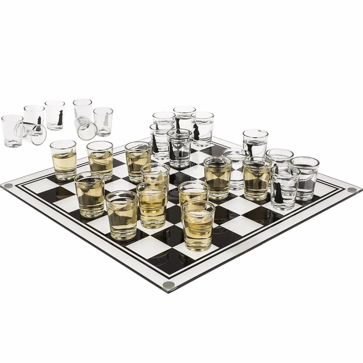 Luxury Candele - Set di scacchi con 32 bicchieri, 35 x 35 cm, in confezione regalo