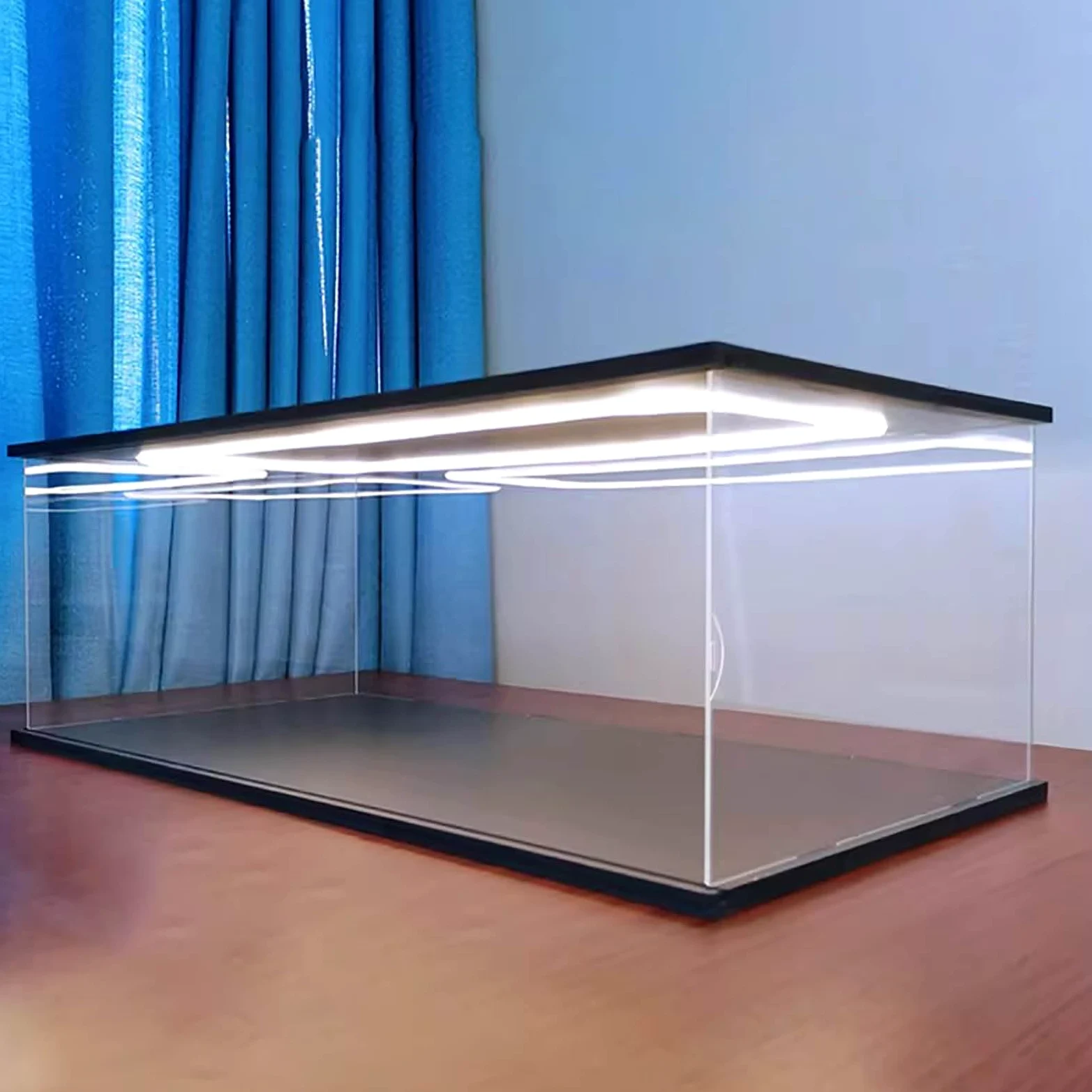 Vetrinetta Espositiva Vetrina con Illuminazione a LED per Action Figure, Contenitori Rettangolari In Acrilico per Giocattoli, Scatola Trasparente Impilabile e Antipolvere(35x15x25cm(14"x6"x10"))