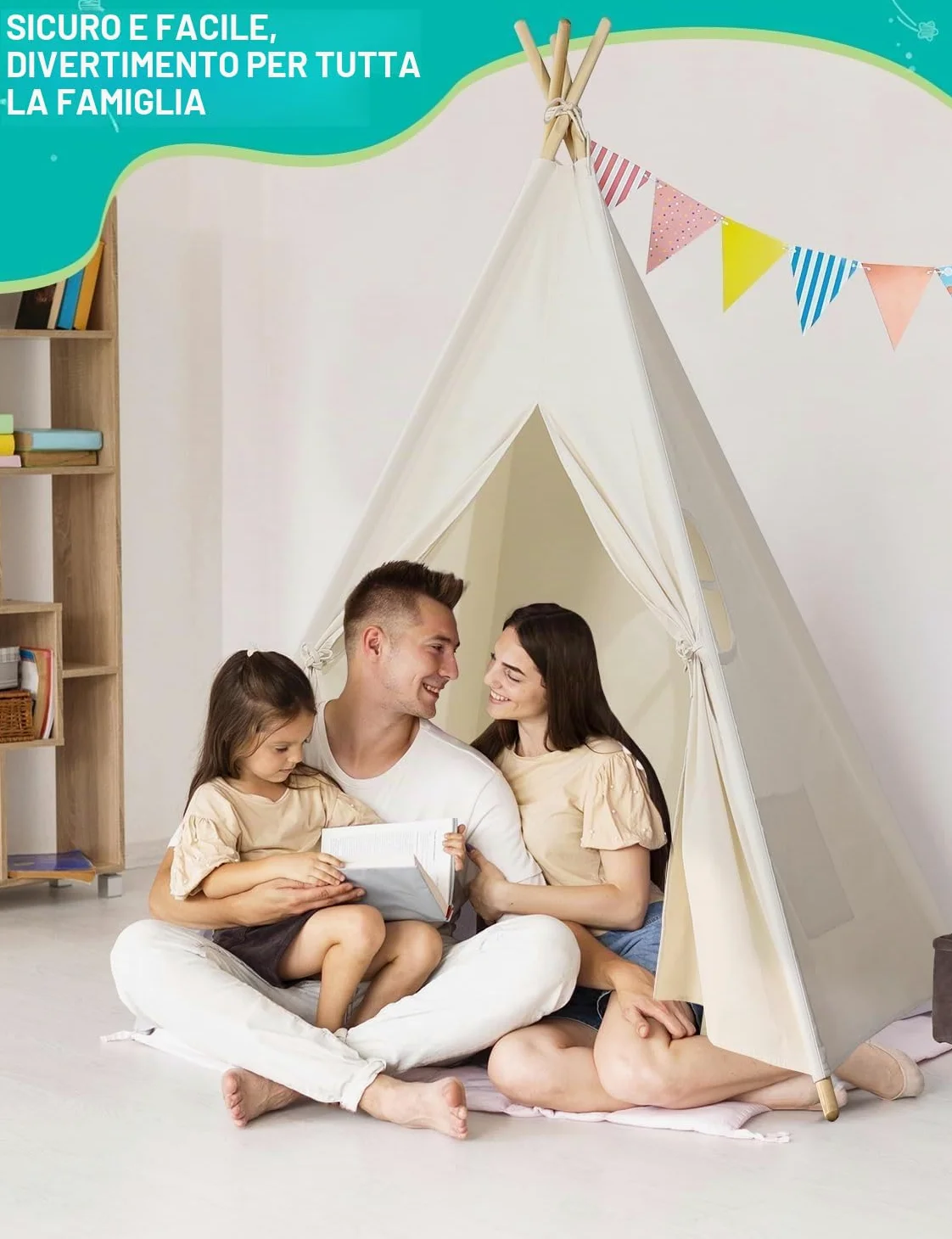 Tenda per bambini Wilwolfer con borsa per il trasporto, tenda in tela per bambini,