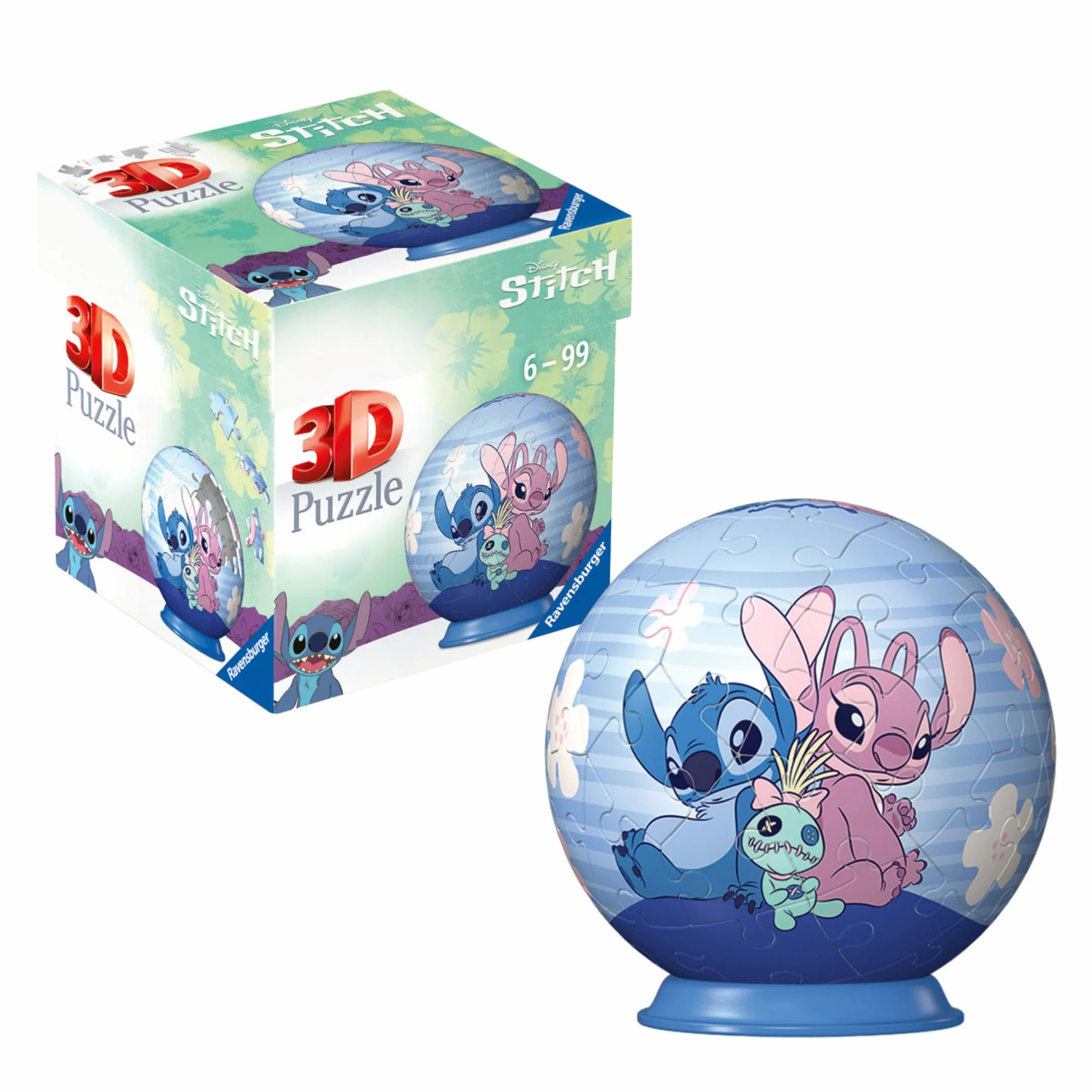 Ravensburger - Puzzle 3d Disney: Stitch Sferico | Puzzle 3d Bambini 6 Anni O Più | Regalo Stitch Bambina E Bambino 54 Pezzi | Giochi Bambini 6 Anni Sferico Da Disney
