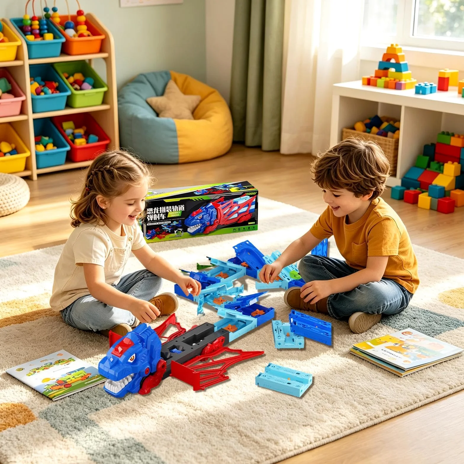 Giocattoli Pista Da Corsa Dei Dinosauri Interattivo Flessibile DIY | Piste da Corsa Dinosauri Giocattoli Per Bambini E Bambine Interno Esterno Prescuola Asilo Viaggio Compleanno
