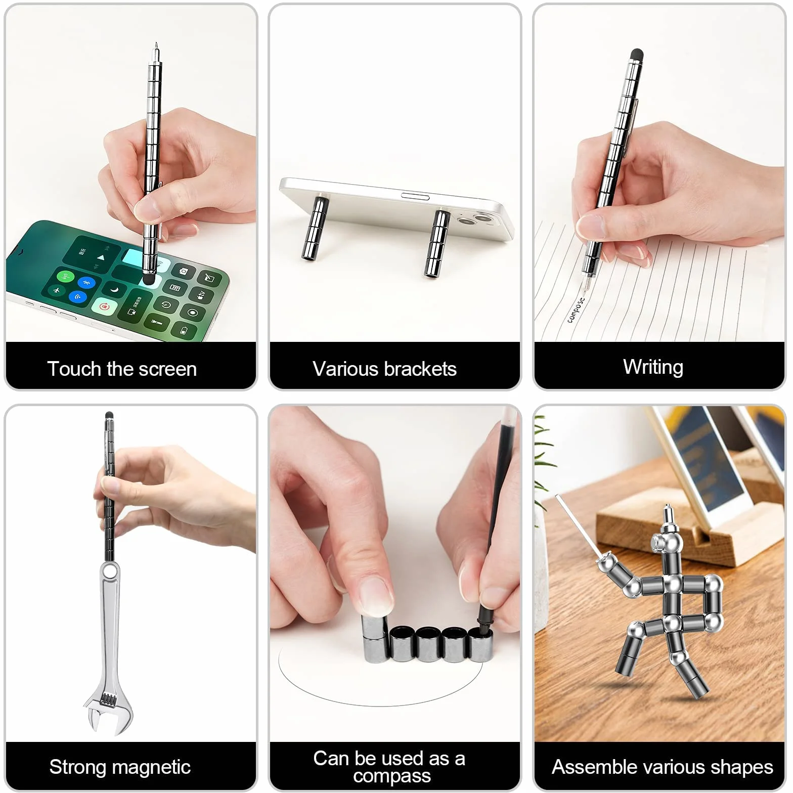 Fidget Pen Multifunzione Magnetica Regalo Uomo Stress Relief Nero