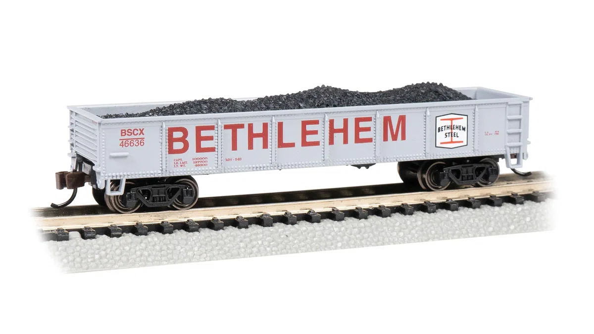 Bachmann Treni - 40' Gondola - Acciaio di Betlemme #46636 - Grigio - Scala N