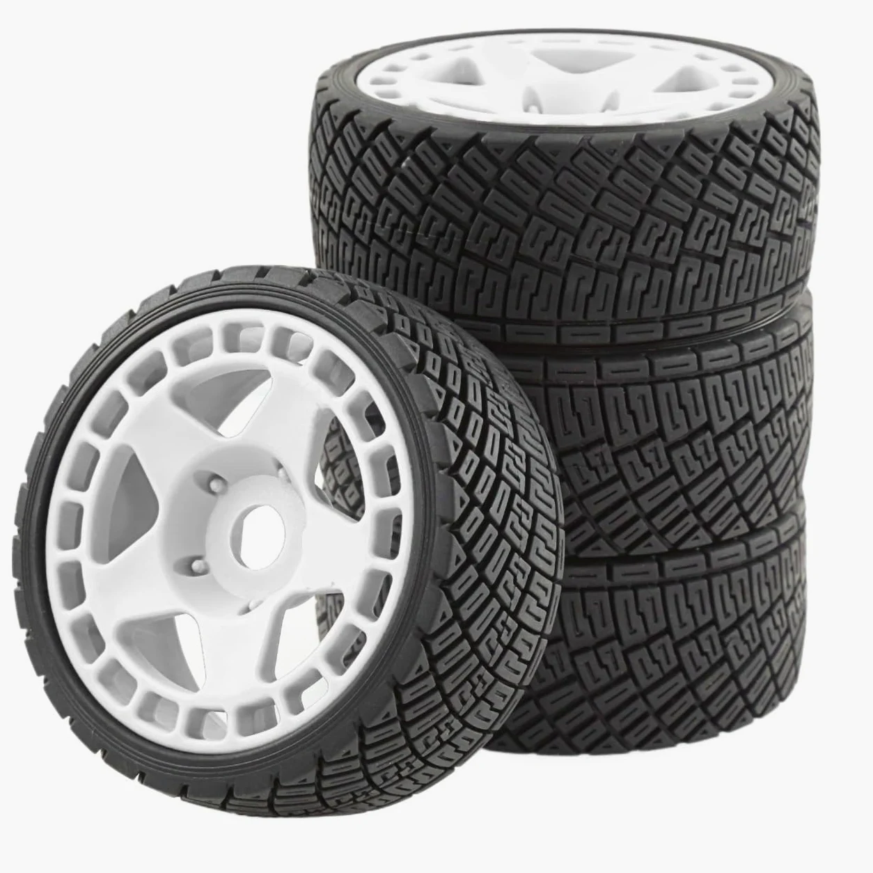 4PZ Gomme Rally RC 100mm 1/7 1/8 Esagono 17mm | ARRMA, Traxxas, Redcat, Team Losi, Kyosho, HPI WR8, HSP(White)