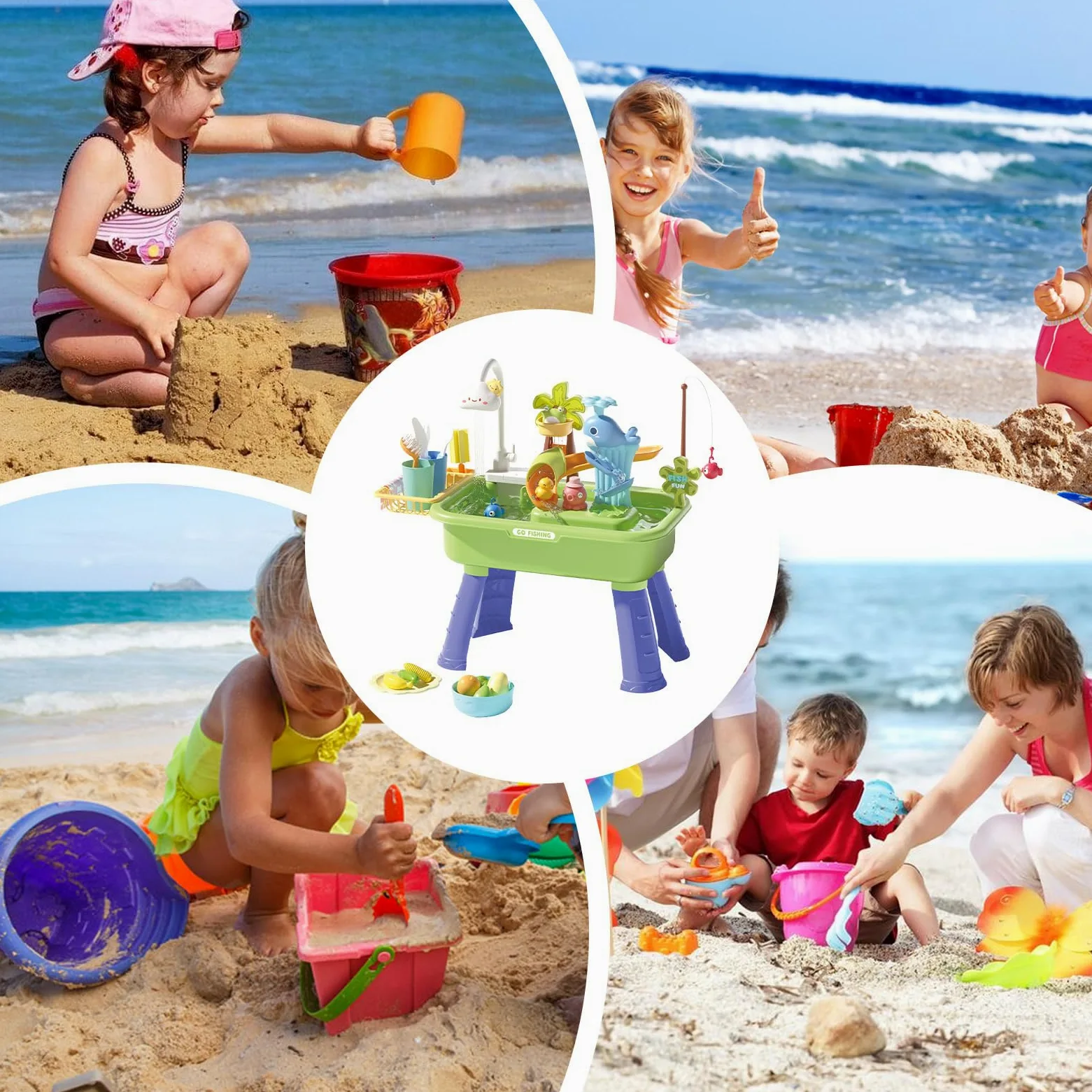 Tavolo Acquatico Giochi Tavoli Sensoriali Esterni | Interattivo Educativo Sensoriale con Pompa per Cortile Spiaggia Casa Esterno Sviluppo Abilità Motorie