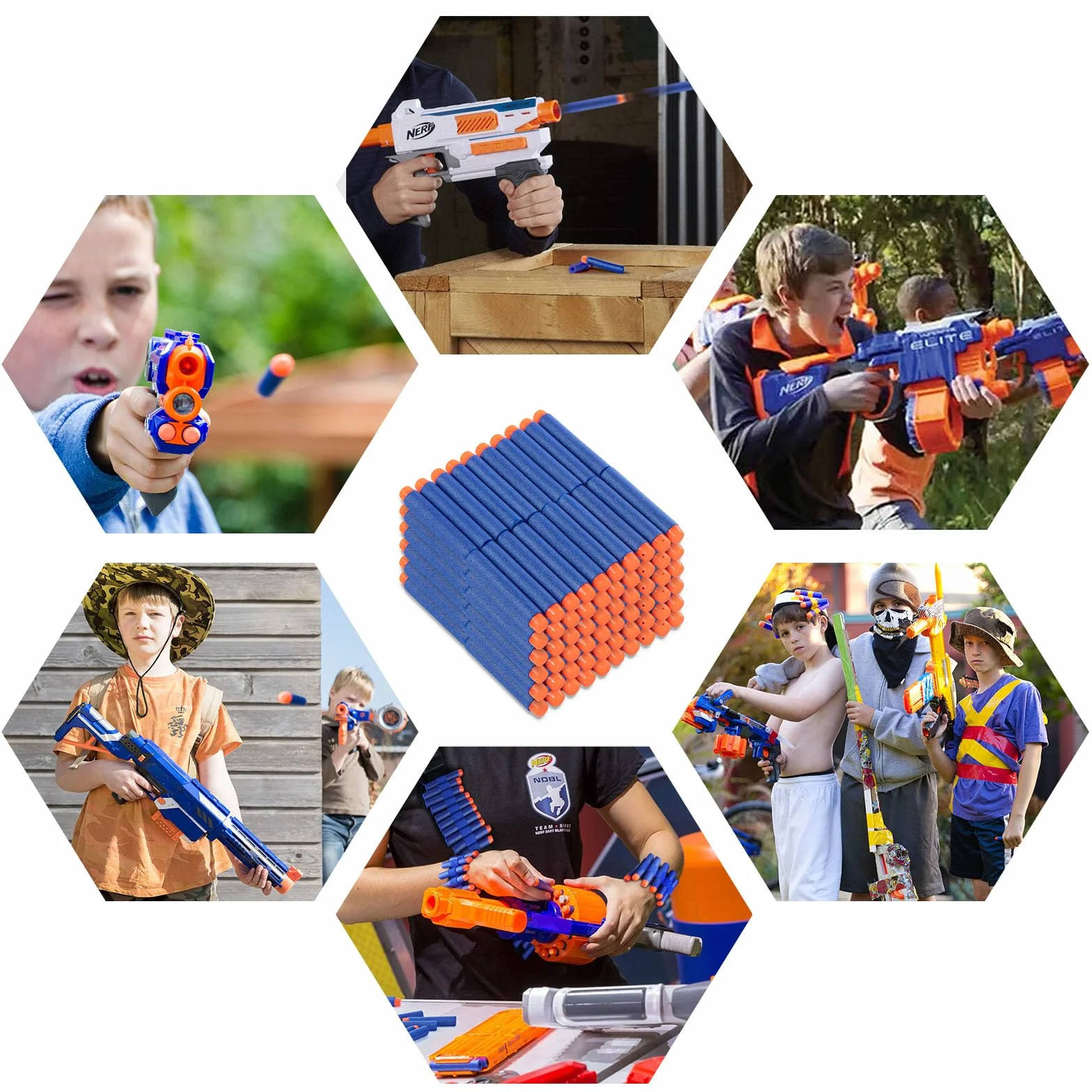 Dardi Proiettili per Pistola Nerf N Strike Elite Blaster Ricambio Munizioni Ricarica Compatibili 200 Pezzi Blu Bianco