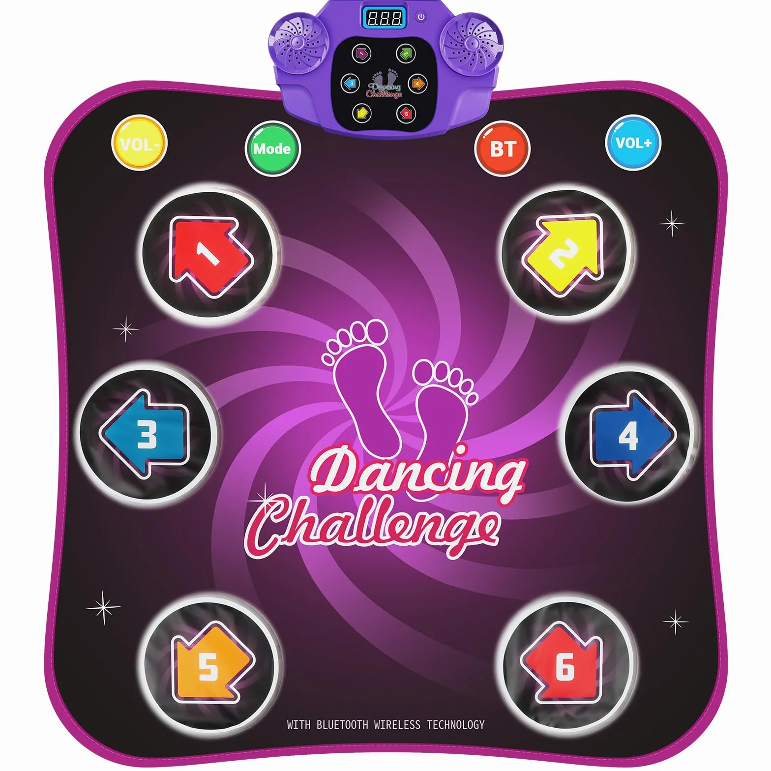 Dhapy Tappetino da Ballo Bambini - Tappetino da Ballo Luminoso per Bambine, Supporto Bluetooth, Musica Integrata, Giocattolo da Ballo con 6 modalità di Gioco e 3 Livelli di Sfida