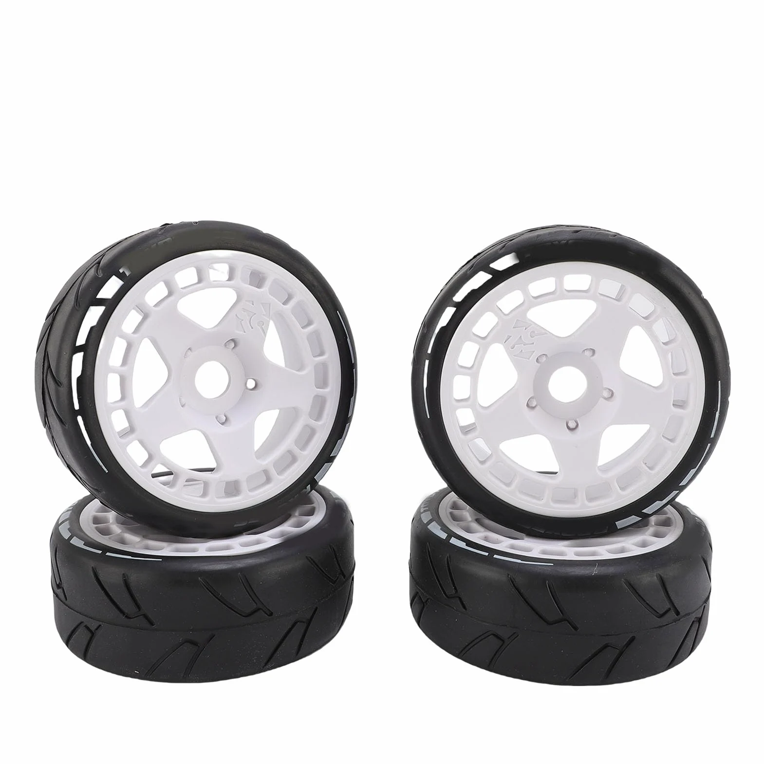 Pneumatici da Rally RC 4pcs, Plastica Robusta da 17 Mm 1/8 Pneumatici per Ruote per Auto RC con Uso Versatile, Durata Notevole, Installazione Rapida e Facile, Prestazioni Ottimali con (WHITE)