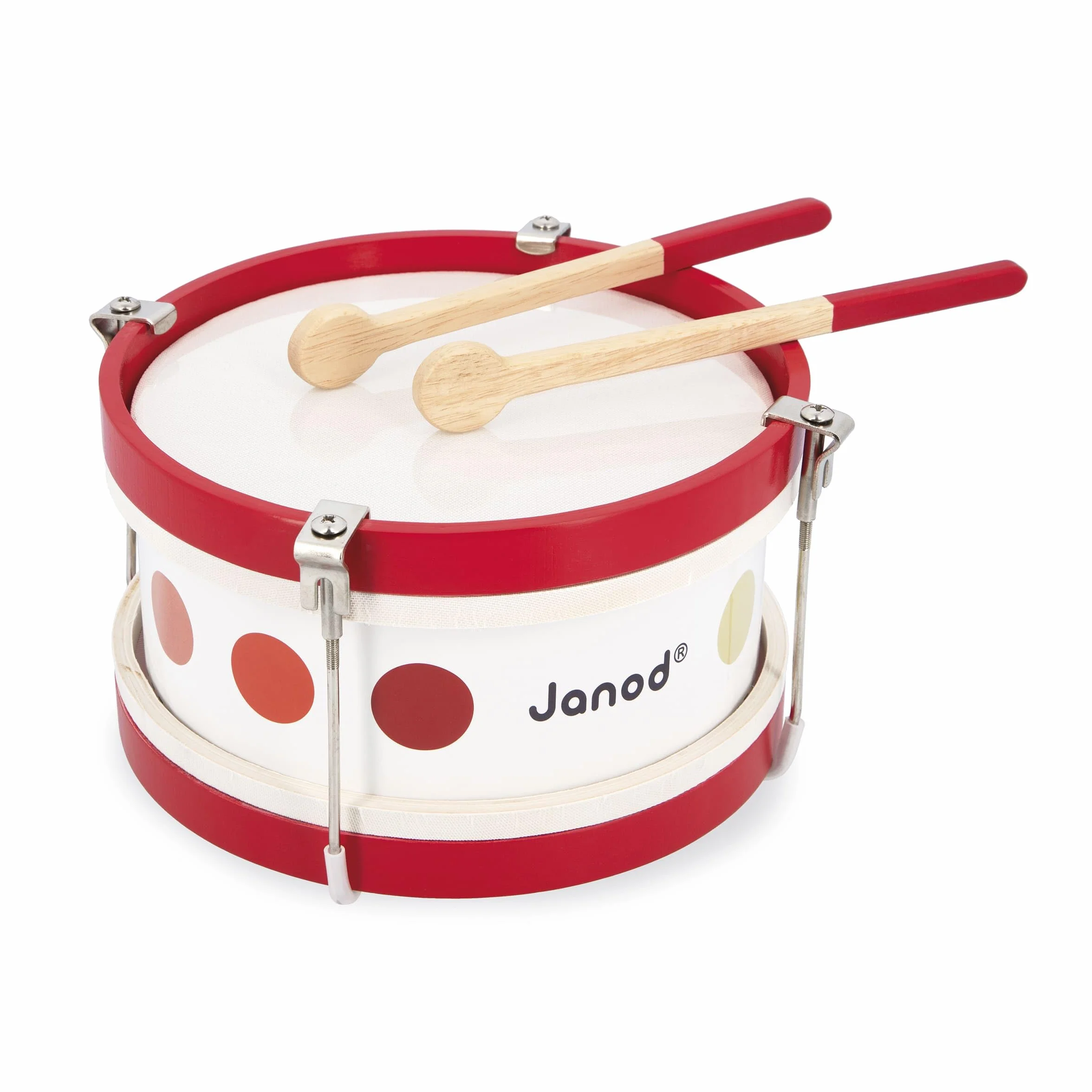 Janod - Il Mio Primo Tamburo Coriandoli (Legno), Strumento Musicale per Bambini, Giocattolo Di Imitazione e Risveglio Musicale - Da 2 Anni in su, J07608