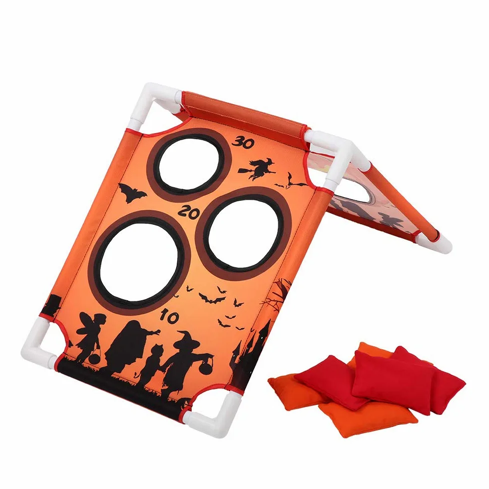 Karlak Gioco di Lancio di Sacchi Sabbia per Bambini, Divertente Gioco società con Motivo Zucca per L'interazione tra Genitori e Figli, Realizzato in Tessuto Oxford, Set con 6 Sacchi Sabbia e Borsa il