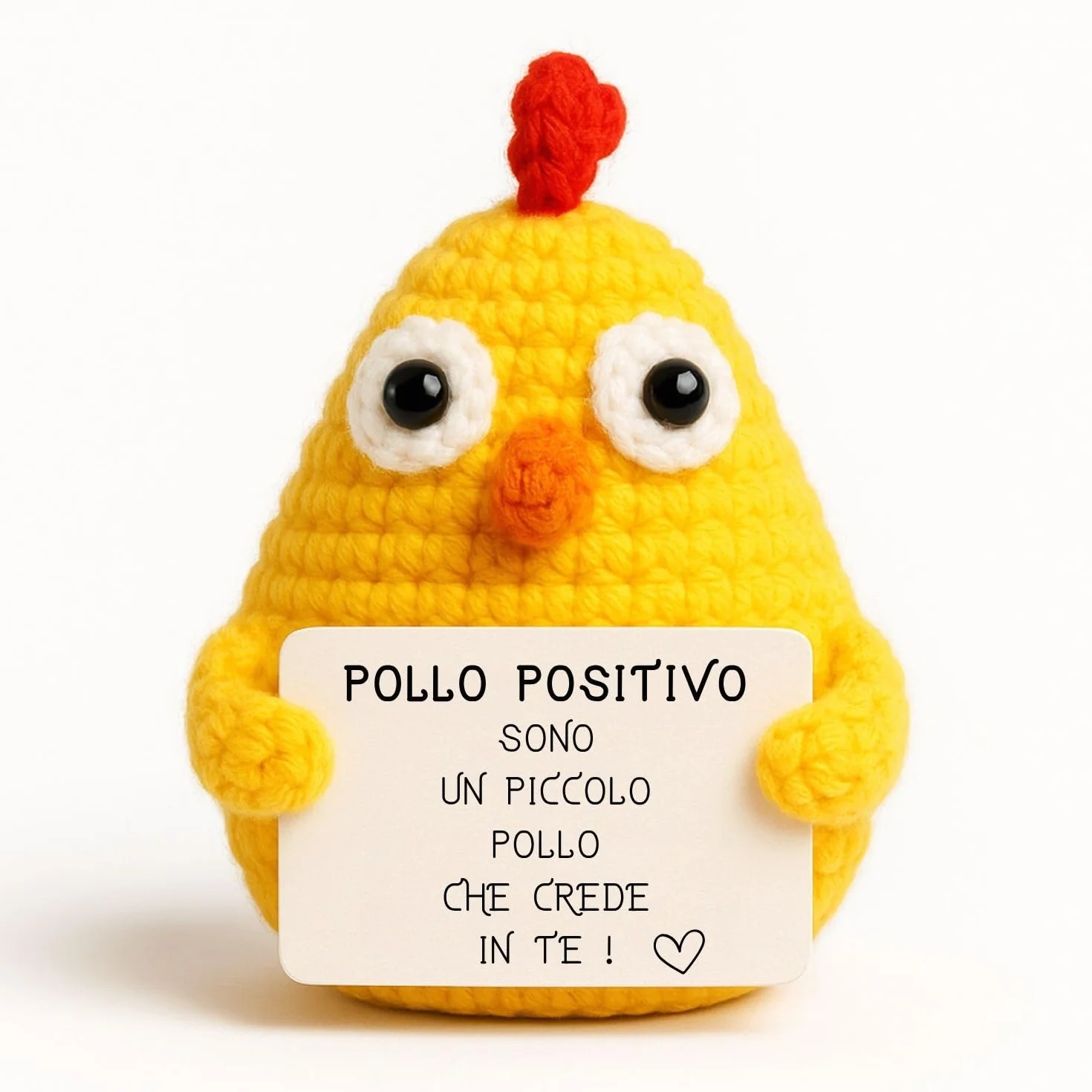 Pollo Positivo© | Regalo di Pasqua | Idea Divertente & Simpatica | Compleanno Bambino Bambina | Festa Amico| Sorpresa Collega| Amigurumi Motivazionale| Giocattolo Comico| Decorazione Tavola Pasqua
