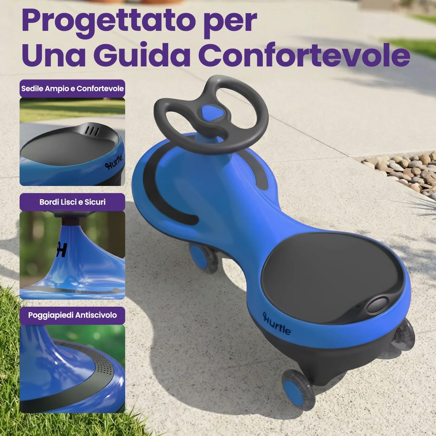 Hurtle Macchina per Bambini Cavalcabile a Movimento Oscillante, senza Pedali, Blu