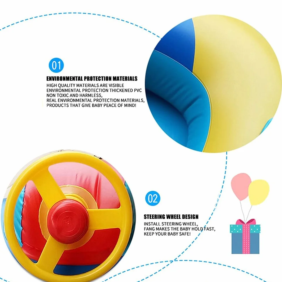 Bambino Anello Nuoto Boa Bambino Piscina con Volante Barca Gonfiabile Bambino Sedile Piscina Anello di Nuoto Galleggiante per Bambino Piscina Galleggiante Bambino Sedile Bagno per 1-5 Anni Bambini