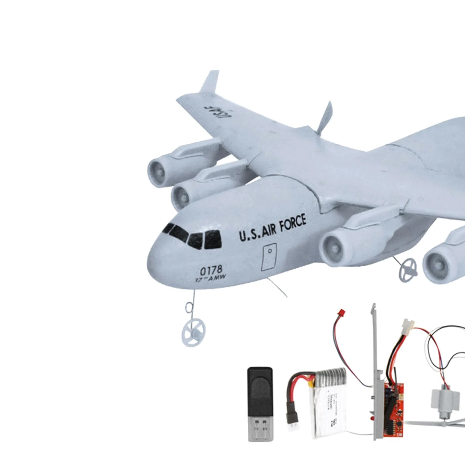 Aereo Radiocomandato RC, Modello di Aereo da Trasporto a 2 Canali, Motori Resistenti, Giocattolo Elettronico, Ideale Come Regalo per Bambini E Ragazzi, Set Standard+Luce
