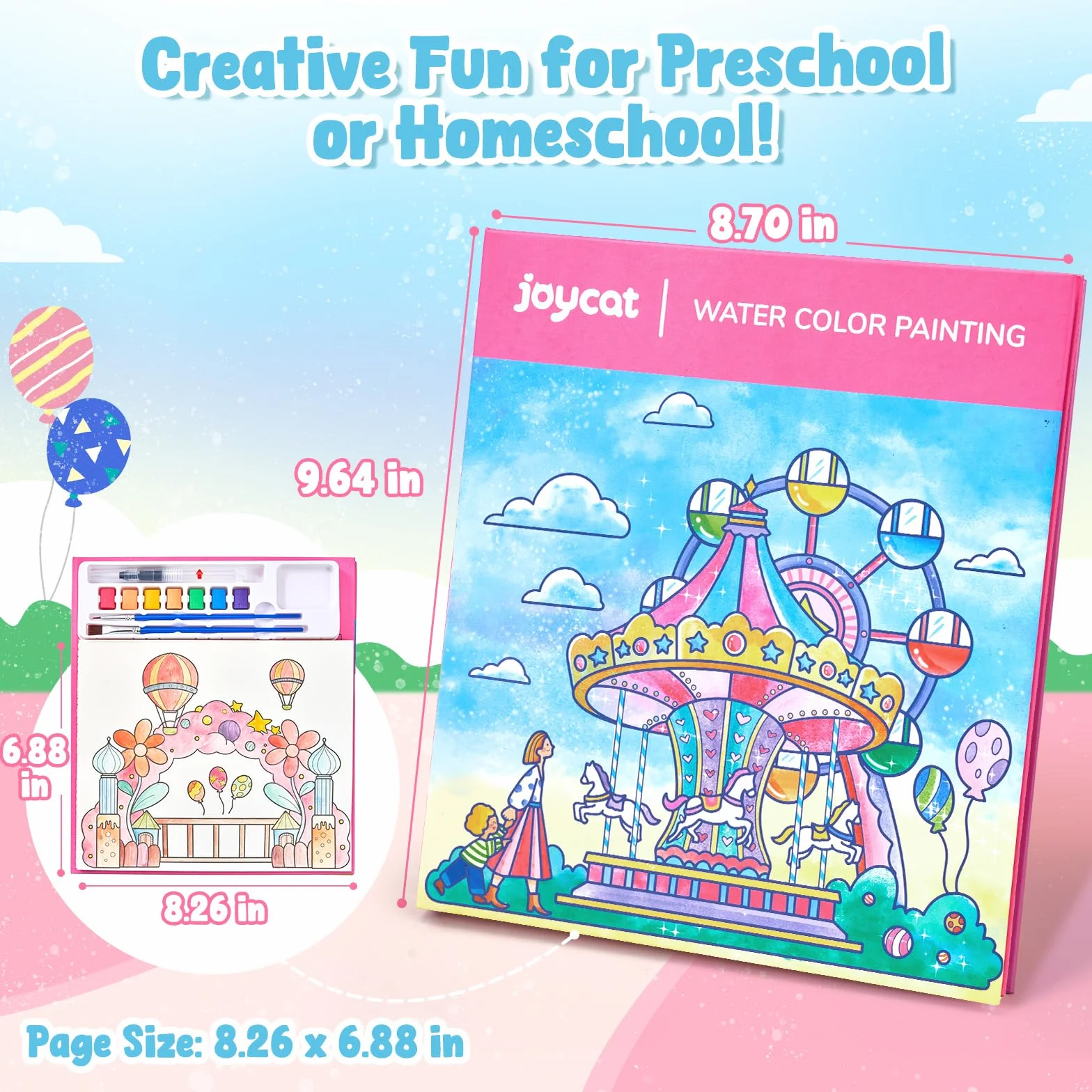 JoyCat album da colorare per bambini set di pittura ad acquerello 3-5 4-8 anni attività disegno regalo compleanno