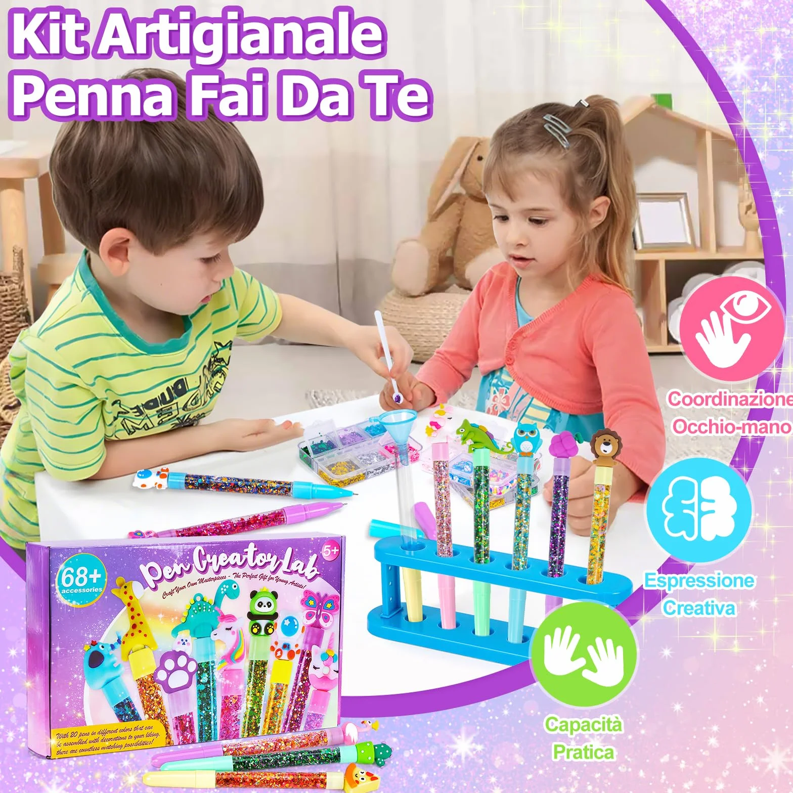 Kazzley Fabbrica delle Penne con 20 penne, Lavoretti Creativi per Bambino 6-10 Anni, Set di Cancelleria 5-12 Anni