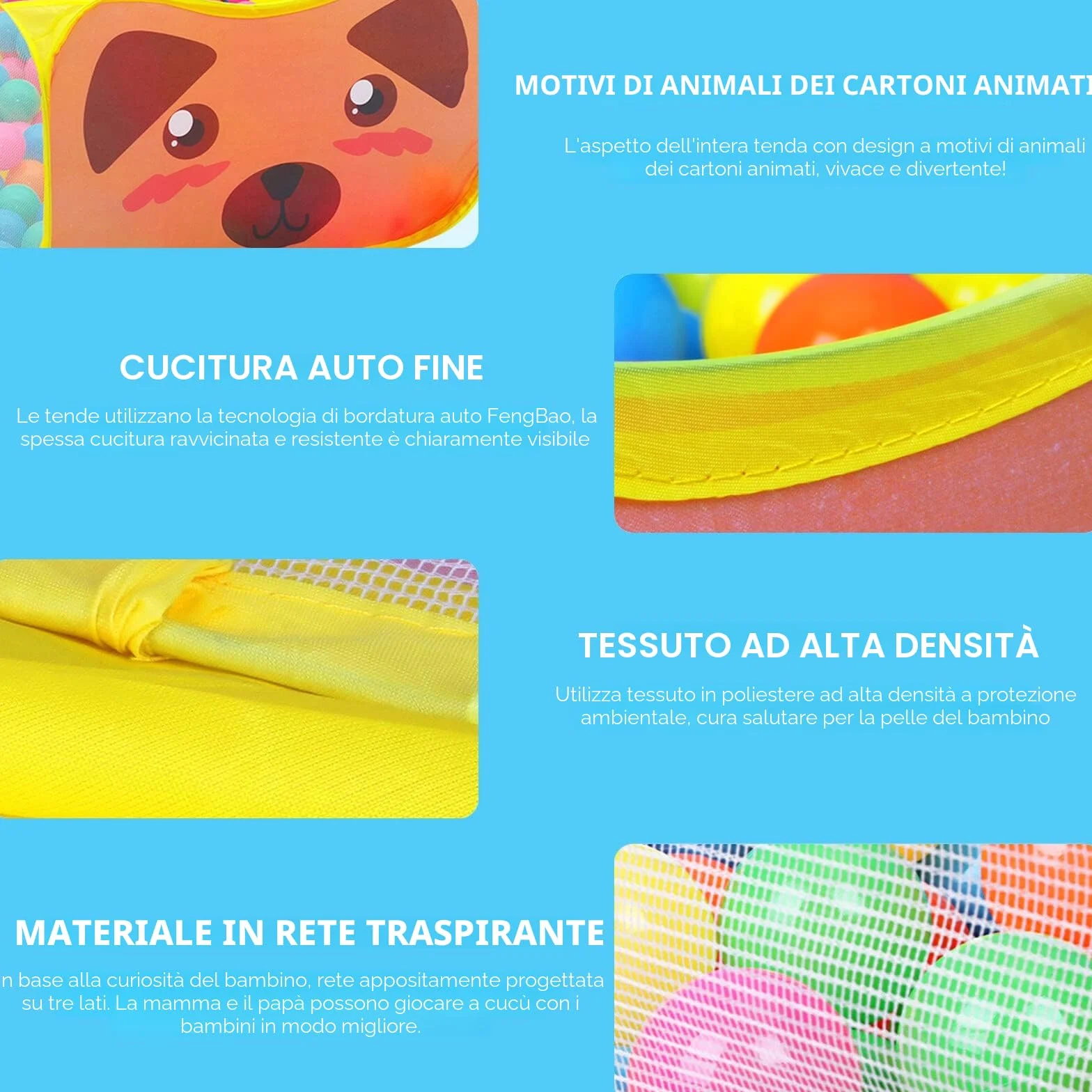 Tenda da gioco per bambini, automontante e pieghevole, con motivo stile cartone animati, con piscina per palline e canestro da basket per uso in ambienti interni ed esterni casetta per bambini