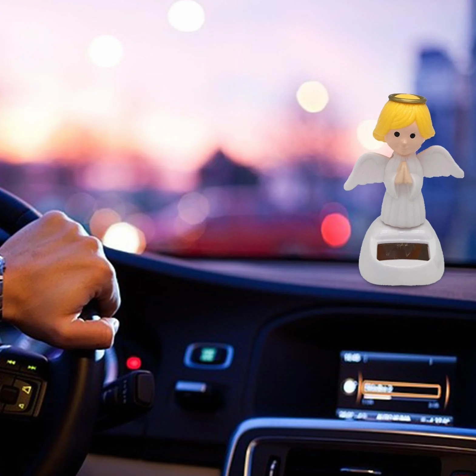 Angelo Solare, Angelo Danzanti Solari Scuotono la Testa Ornamenti per Cruscotto Auto, Angelo ad Energia Solare, Giocattolo Solare Decorazione per Auto Casa Ufficio
