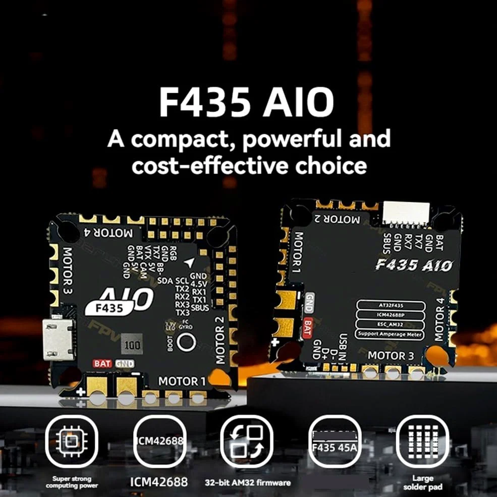 F435 AIO Flight Controller 45A BLHeli_S AM32 ESC 2-6S Supporto per FPV Drone Quadcopter RC Racing e Freestyle