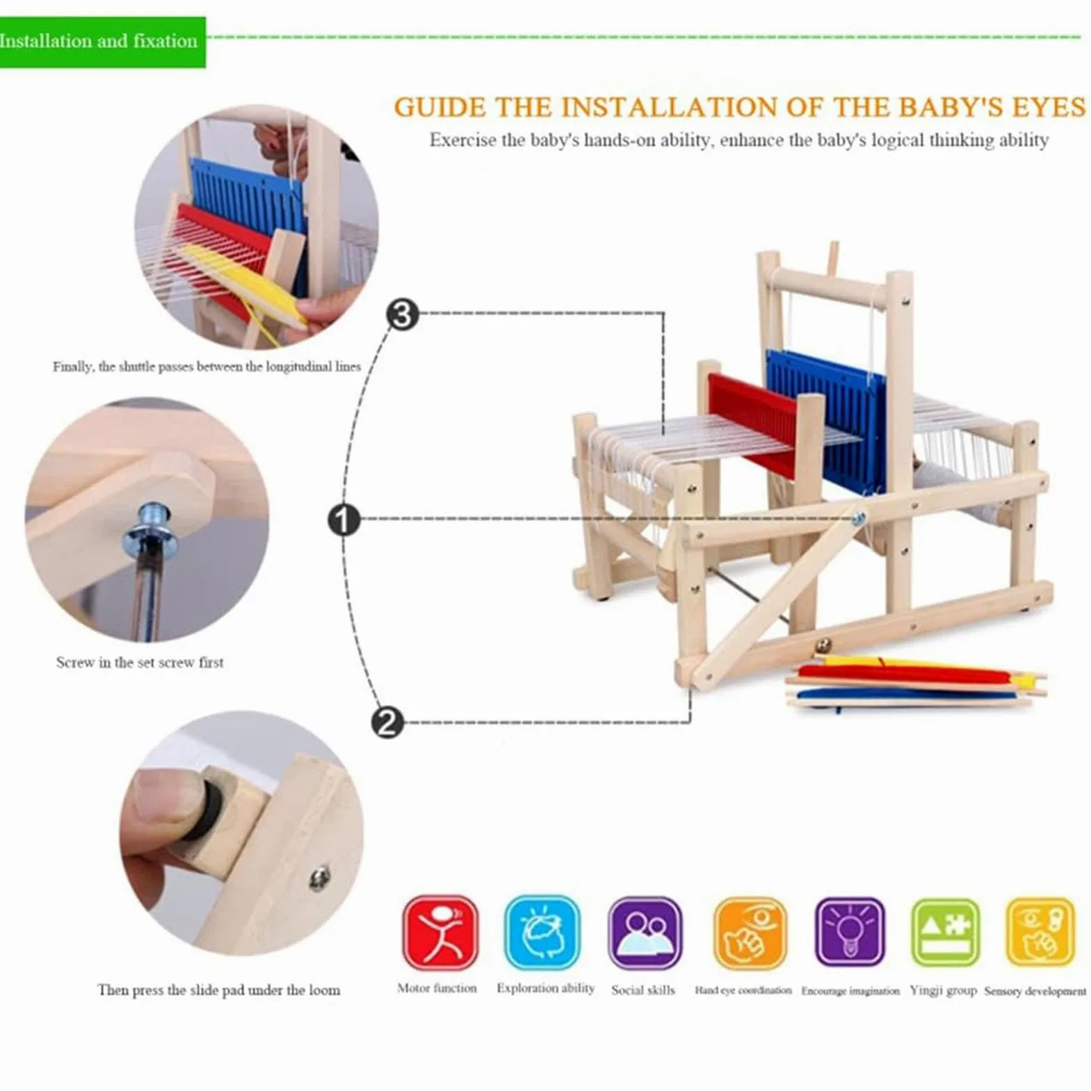 Kit telaio per tessitura in legno, macchina per tessitura a mano, telaio per tessitura multi-artigianato pieghevole, kit per tessitura a mano a maglia per bambini, adulti, principianti e amatori.