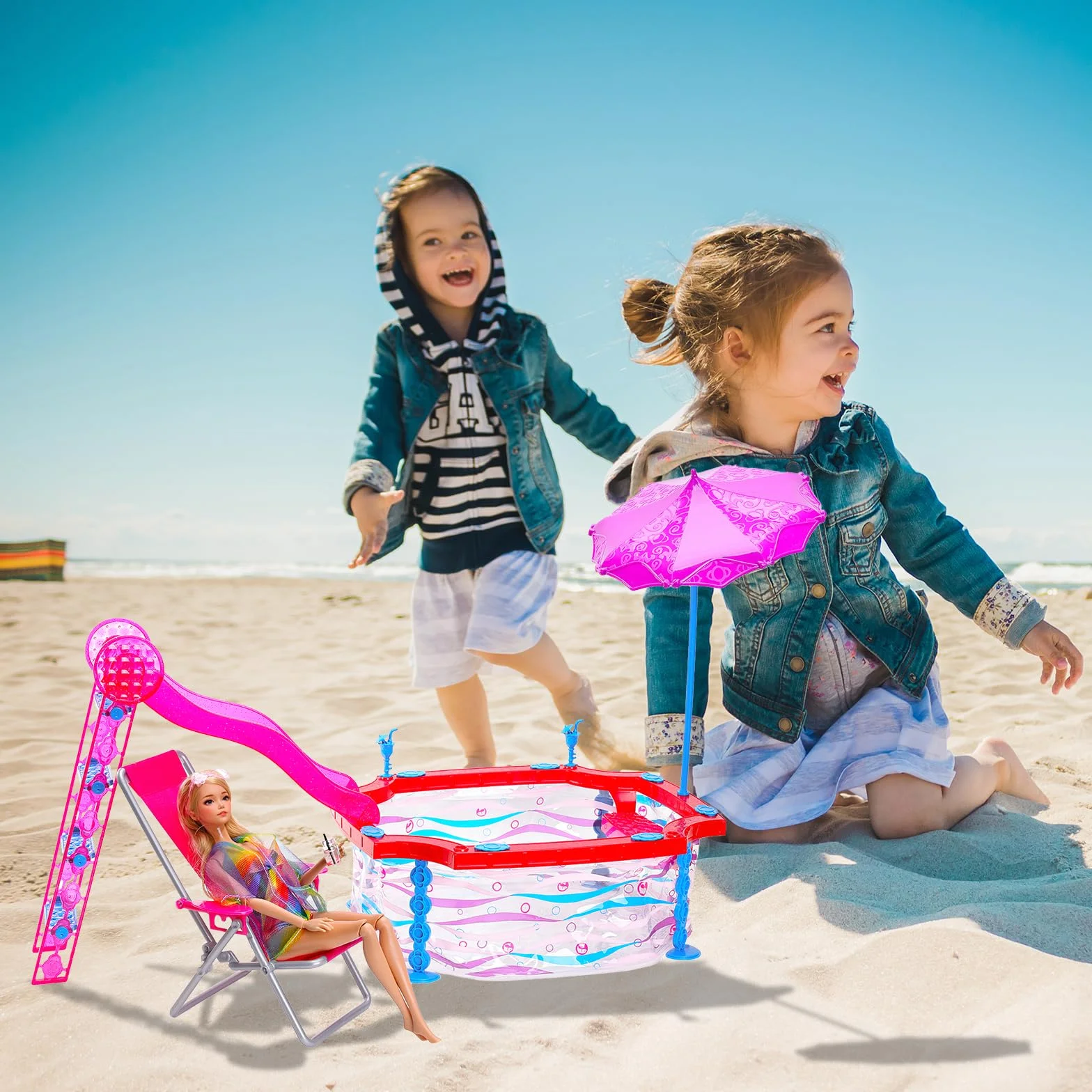 Miunana 23 Pezzi Per 11.5 Pollici 30 CM Bambola: 3 Costumi Da Bagno + 1 Vestito Sirena + 3 PCS Scarpe + Piscina + 15 Accessori D'Estate