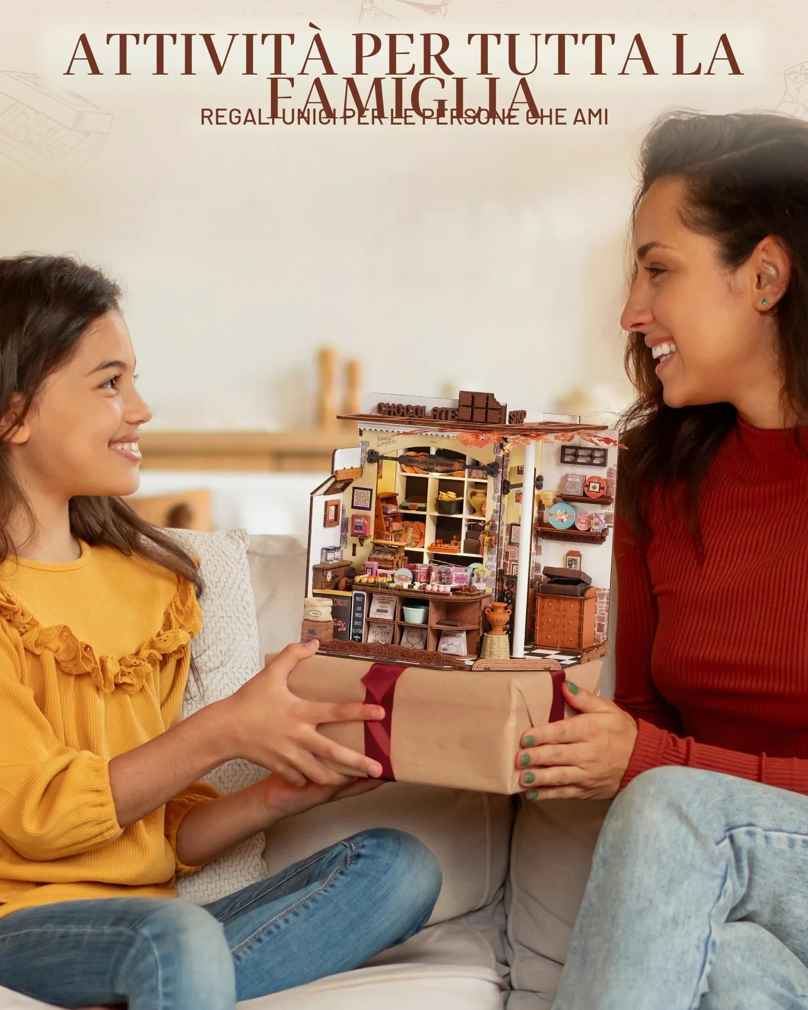 ROBOTIME Kit Casa delle Bambole in Miniatura Henry’s Chocolate, Fai-da-te in Legno con LED, Modellismo da Costruire Adulti, Regalo Creativo per Adulti e Adolescenti